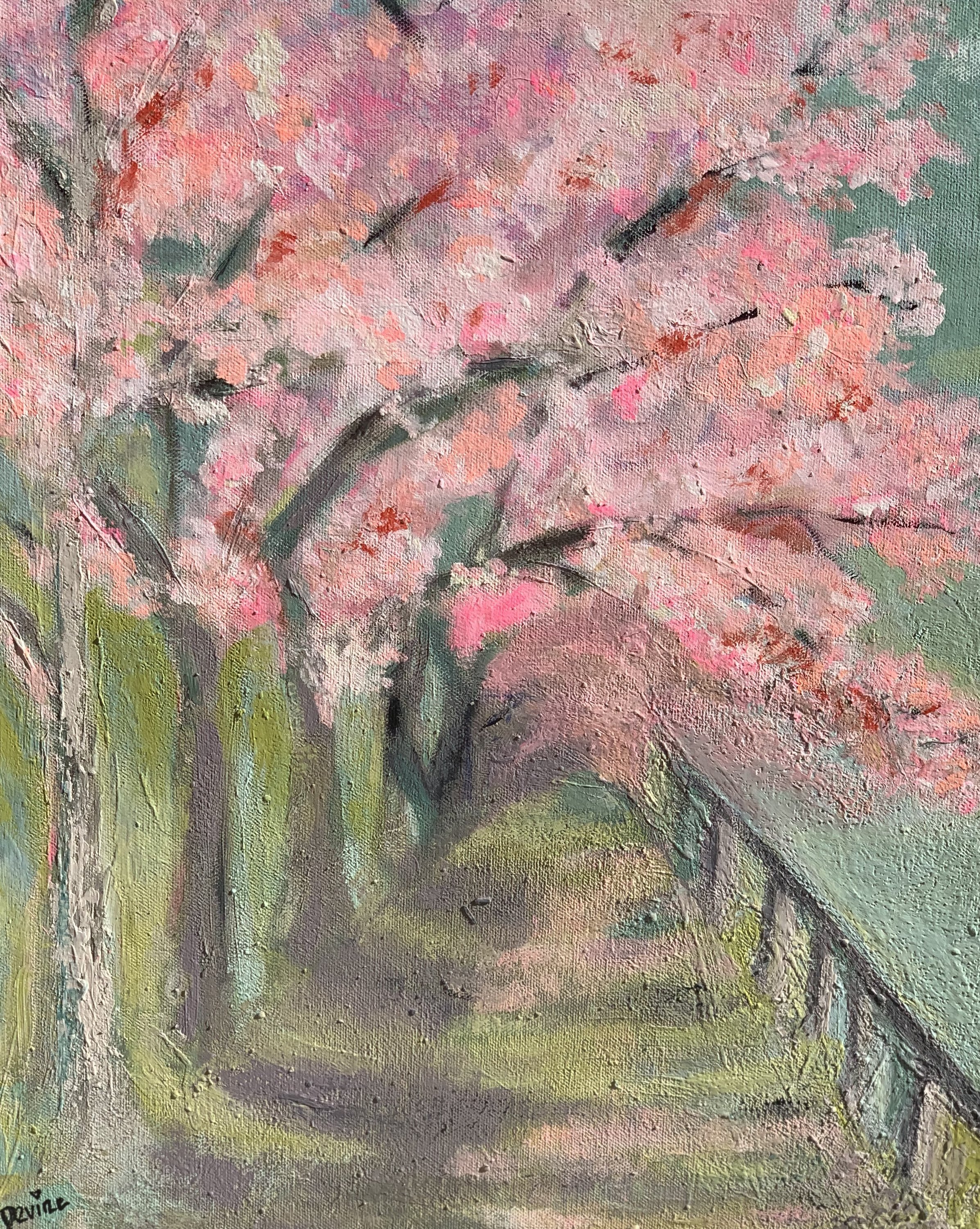 CHERRY BLOSSOMS 
16 by 20 original acrylic painting by Diane Catherine on gallery wrapped canvas
