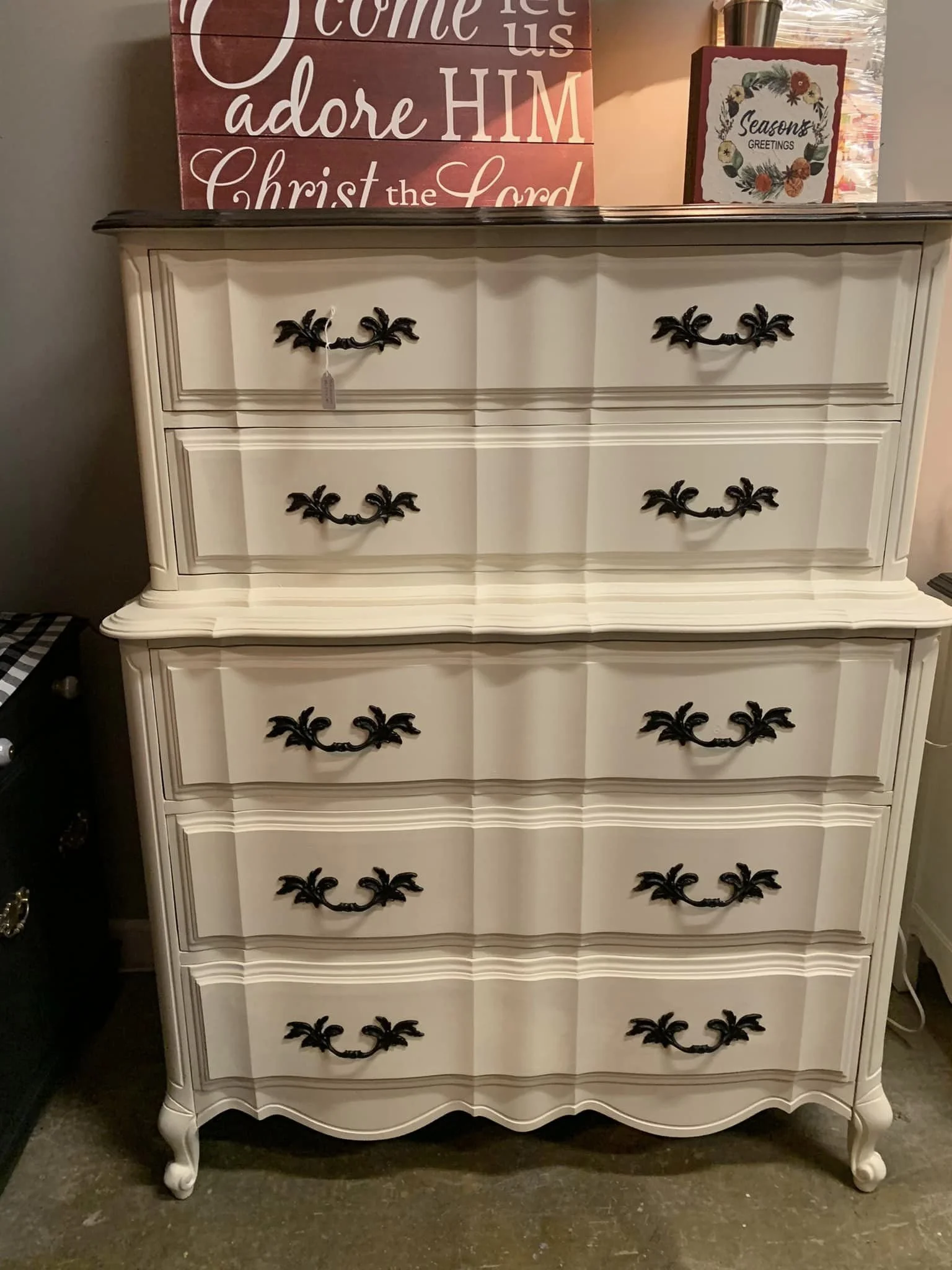 painted high-boy dresser