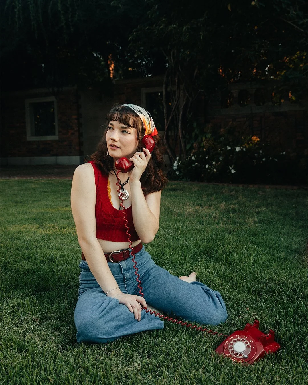 Landline. (Portraits of Audrey, Part 2)

The second part I created with Audrey&mdash;we wanted these photos to feel more surreal, but still inspired by old portraits of Hepburn with a rotary phone. Analogue technology melting into the natural world&h