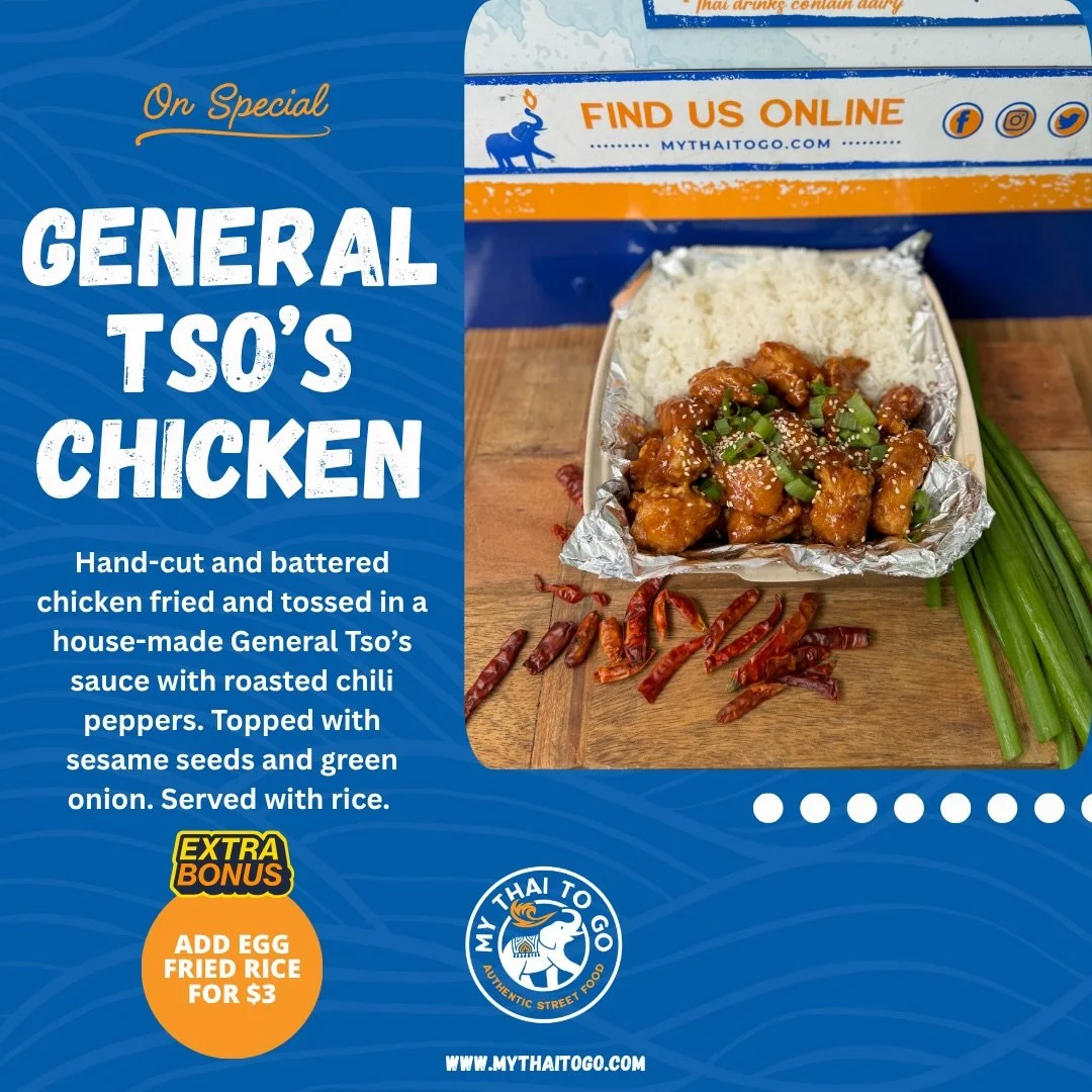 🇹🇭On special this weekend🇹🇭

Online ordering - choose a pickup time - reserve your order!
www.toasttab.com/mythai

📍Friday @ U.S. Foods CHEF&rsquo;STORE - Kalispell
11:30am - 7:00pm

📍Sunday @ Beargrass Gift + Drug - Columbia Falls
12:30pm - 7: