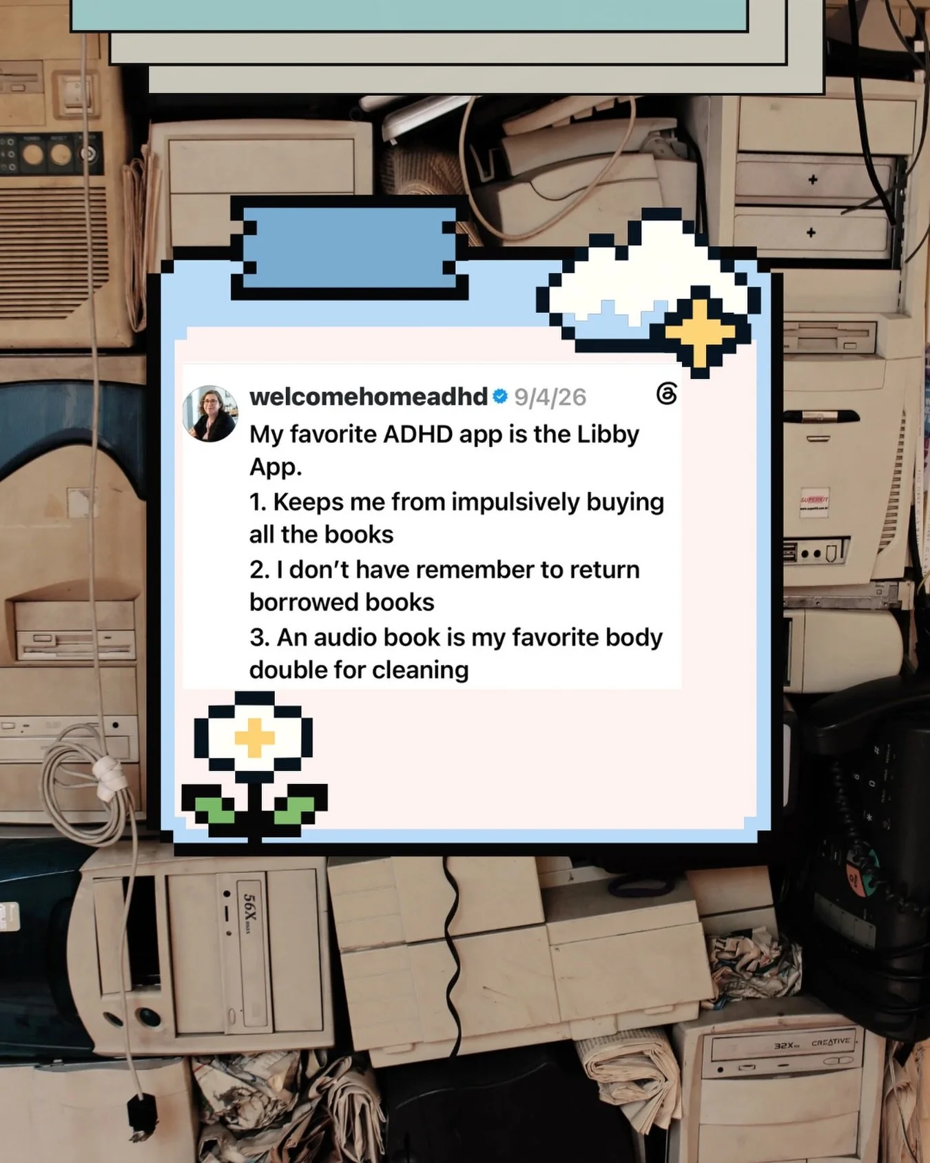 I don&rsquo;t usually love ADHD &ldquo;hacks,&rdquo; but this one? It just works for me.

An audiobook on @libby.app makes folding laundry or doing the dishes a little easier to get through. Free with my library card, and the books return themselves.
