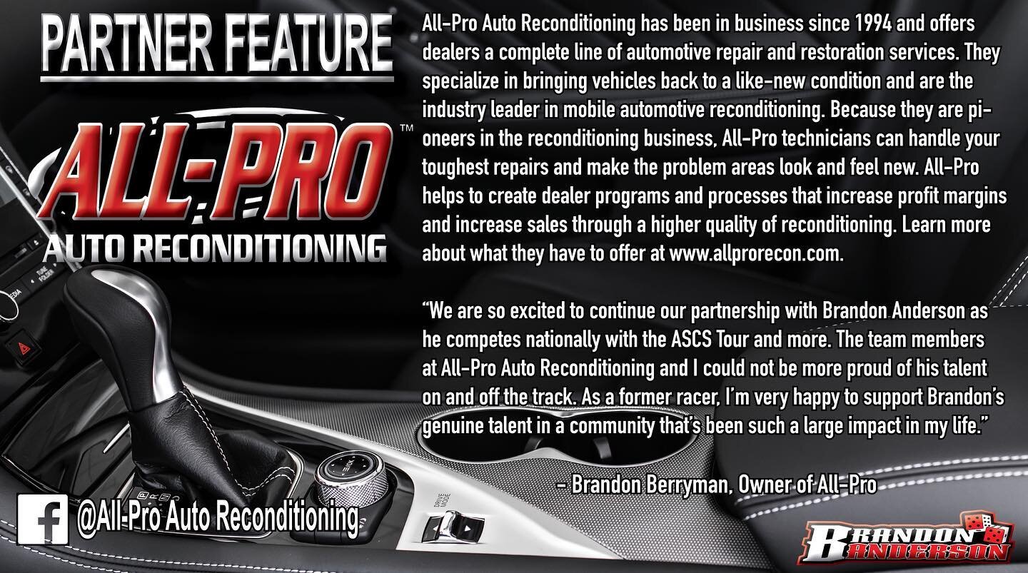 &diams;️PARTNER FEATURE&diams;️

Having the support of  @allproautorecon means a lot to our team. Our partners becoming our racing family and we appreciate everything Brandon does for our team on and off the track.