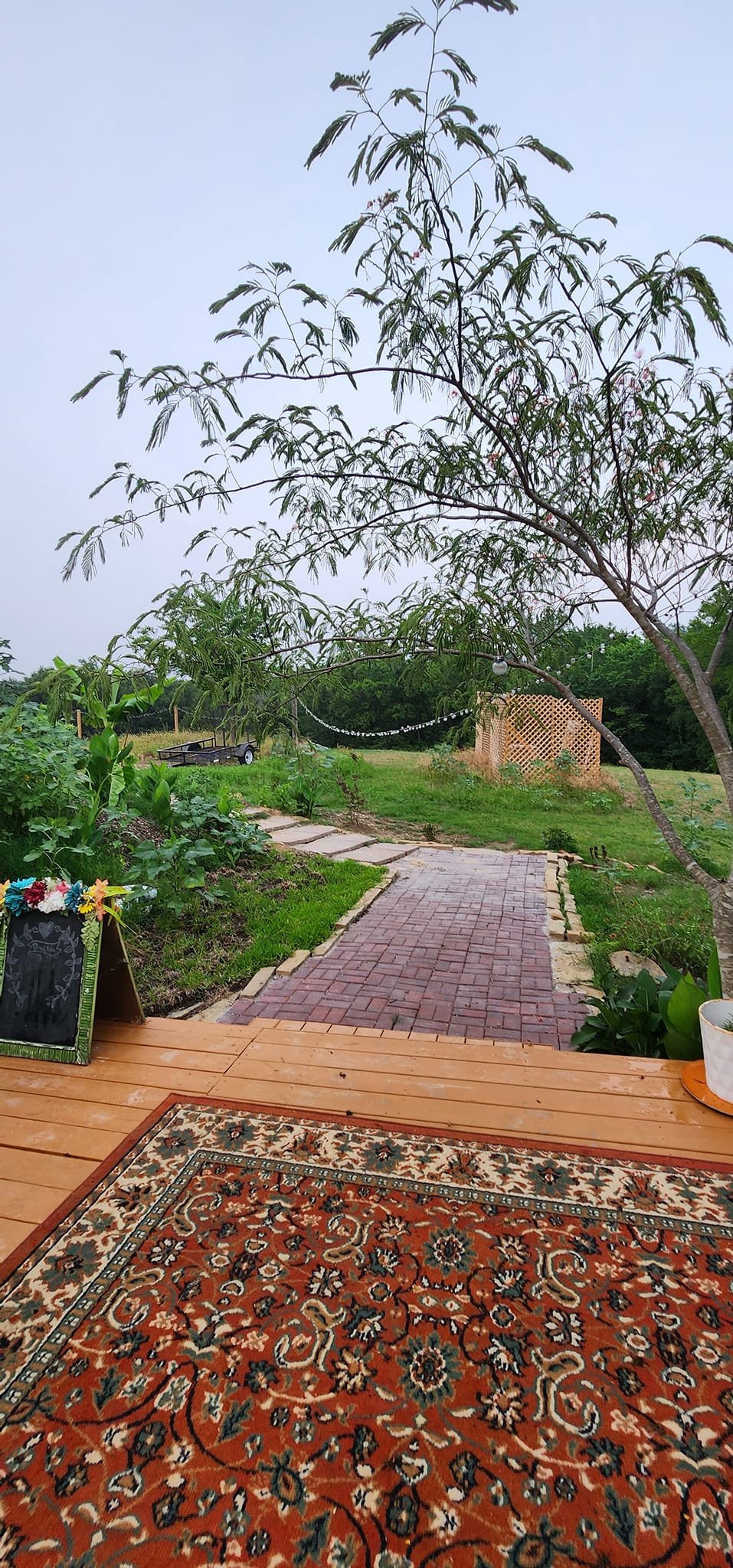 Front deck and path to parking