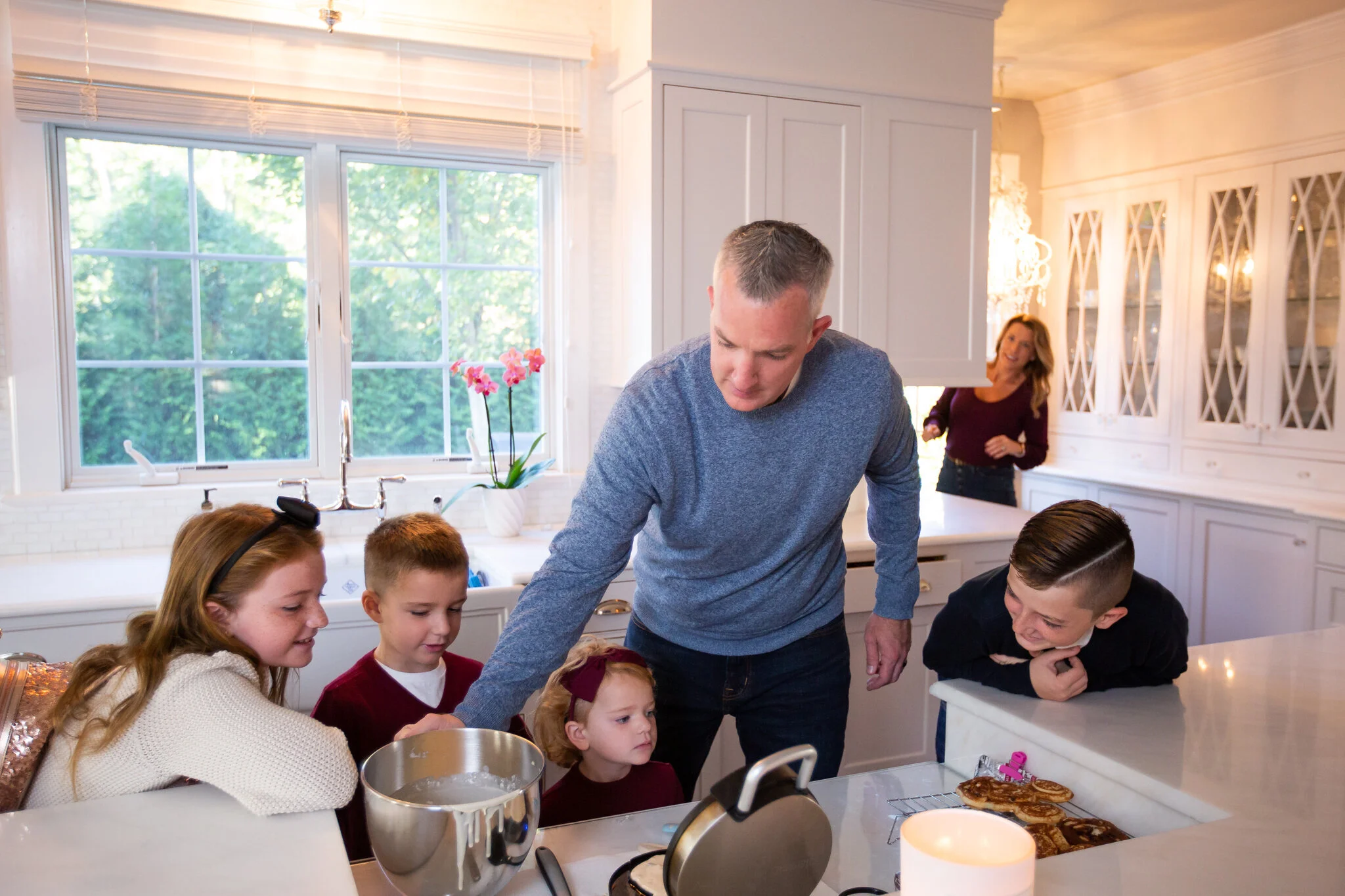 Executive Coach Pat McKeon makes his family breakfast in this New Jersey brand photography session