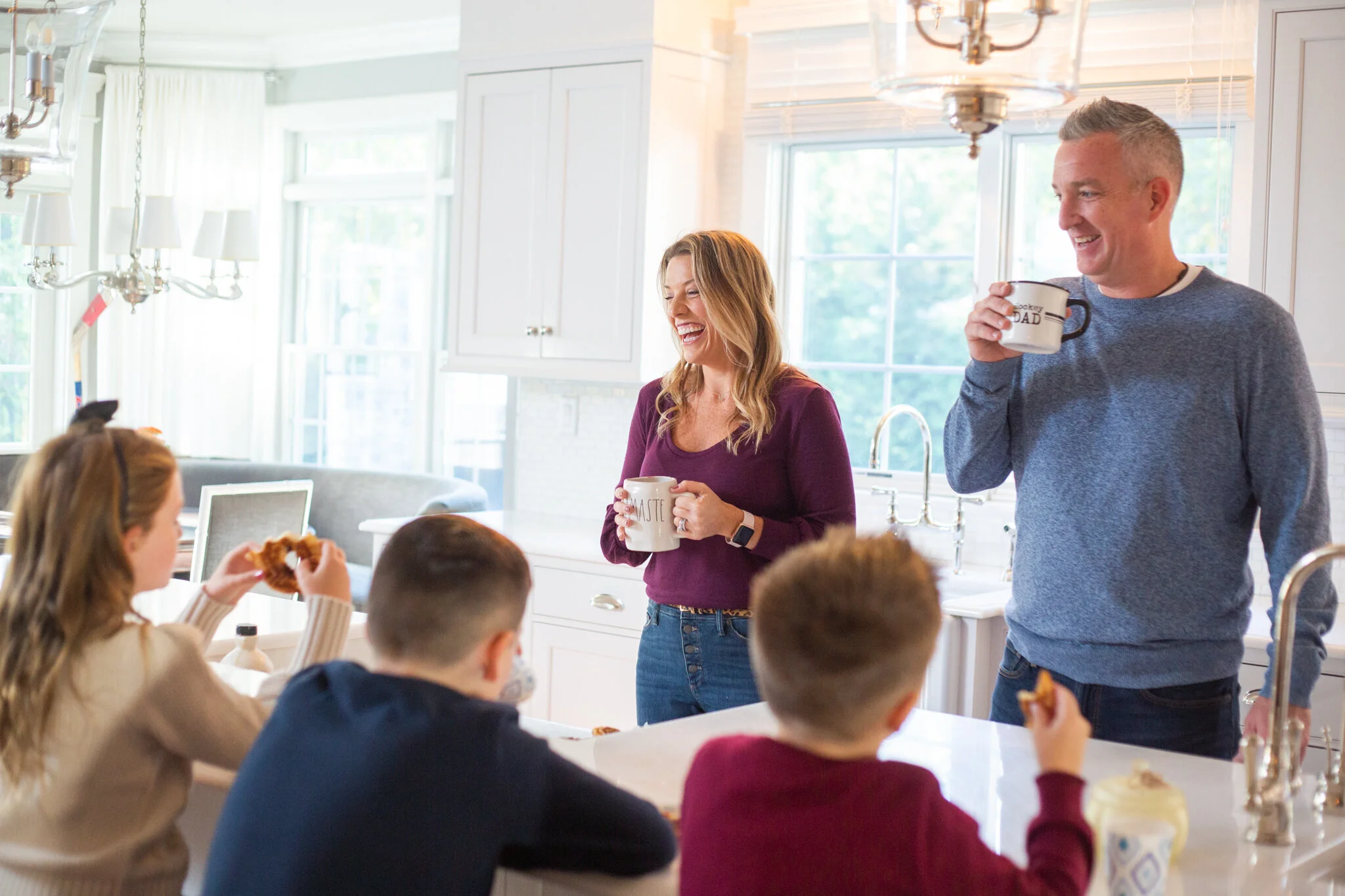 Executive Coach Pat McKeon makes his family breakfast in this New Jersey brand photography session