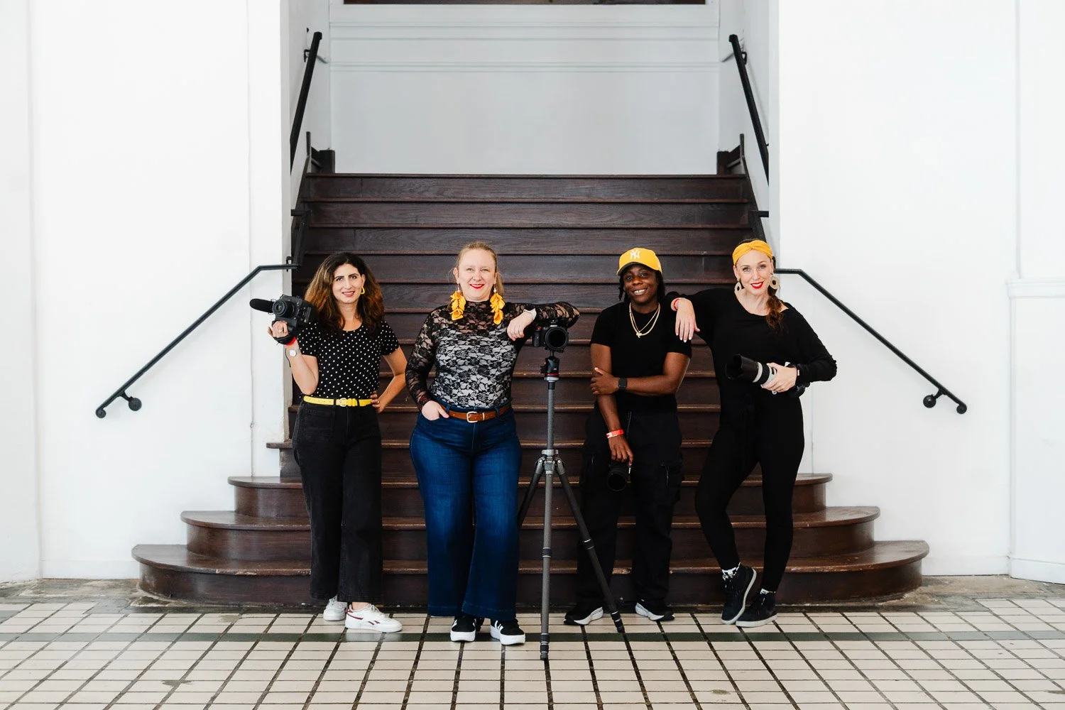 The Solhaus Media creative team with photo and video gear during a brand photoshoot.