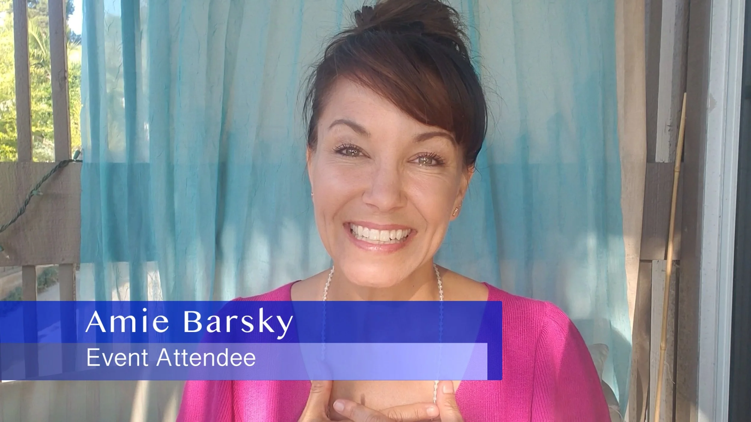 Person giving a video testimonial about Dr. Liza Marquez’s impact as a transformational speaker and spiritual teacher.