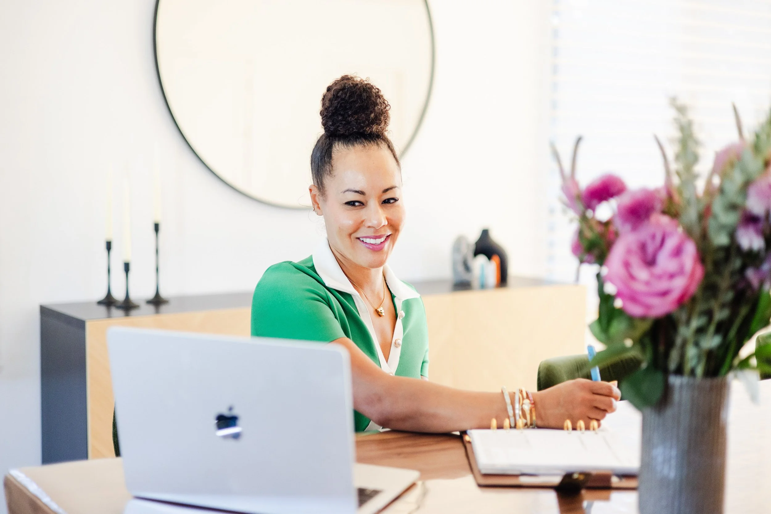 Los Angeles brand photography showing realtor on a Zoom call during workday