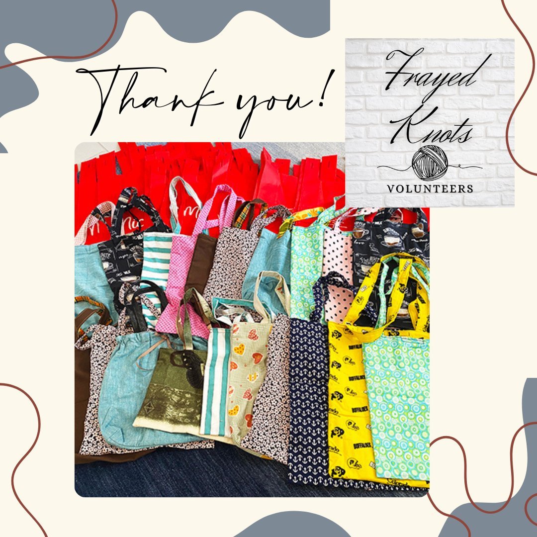 Huge thank you to the amazing volunteers at @frayedknotsofco who donated and made these fabulous bags for our undie and bra distribution! 

#disasterrecovery #colorado #ourfrontporch #Coloradononprofit #longtermrecovery #disasterrecoveryservices #den