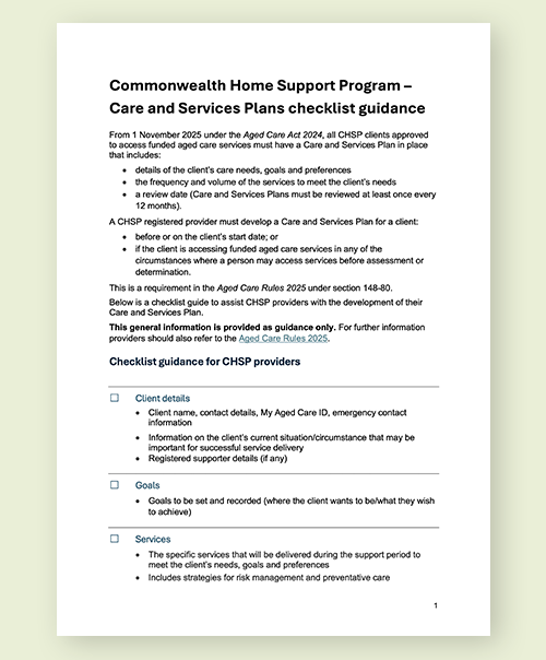 Care and Services Plans — SSD Connect