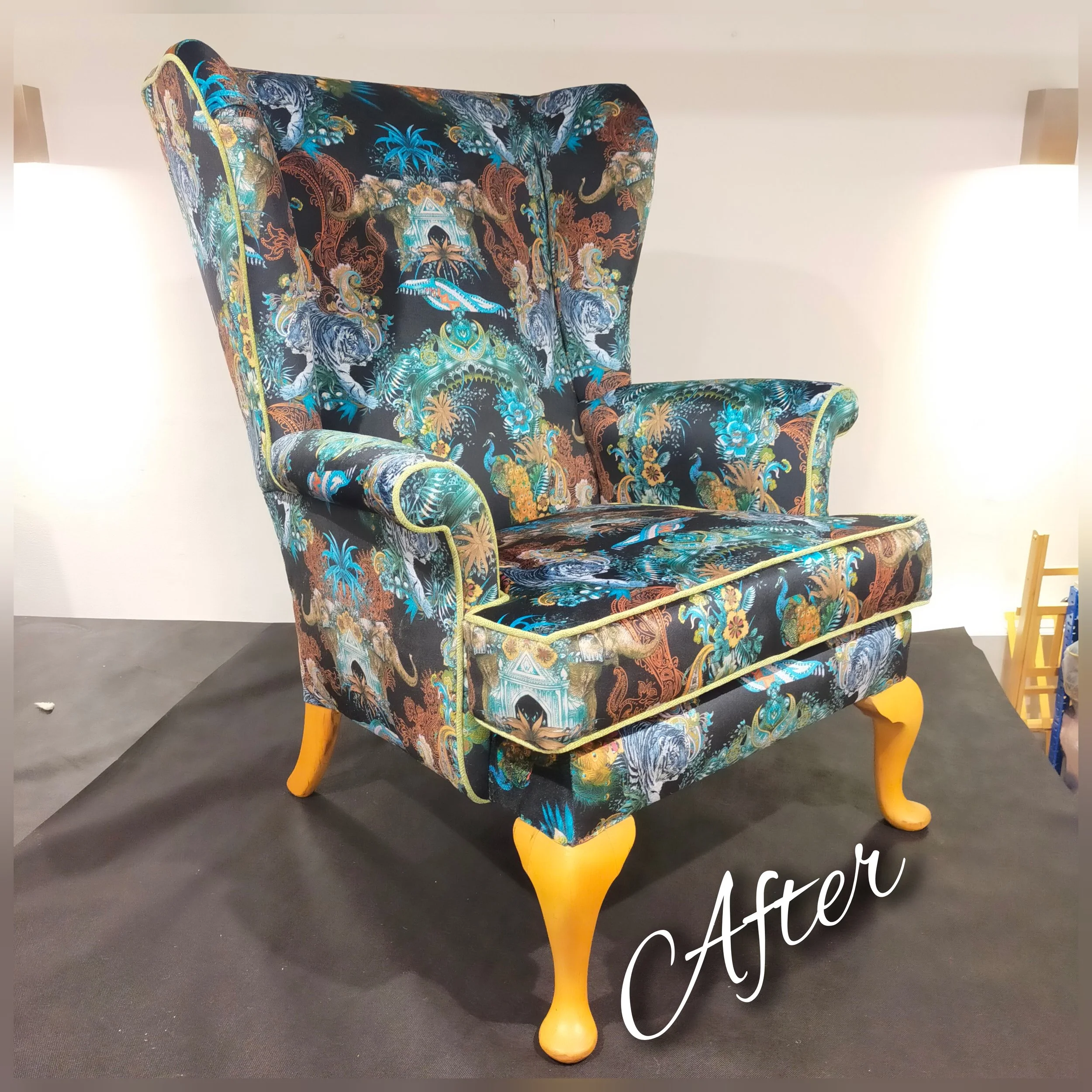 Parker Knoll 720 wingback chair in Becca Who "Magic of India" in Sariska