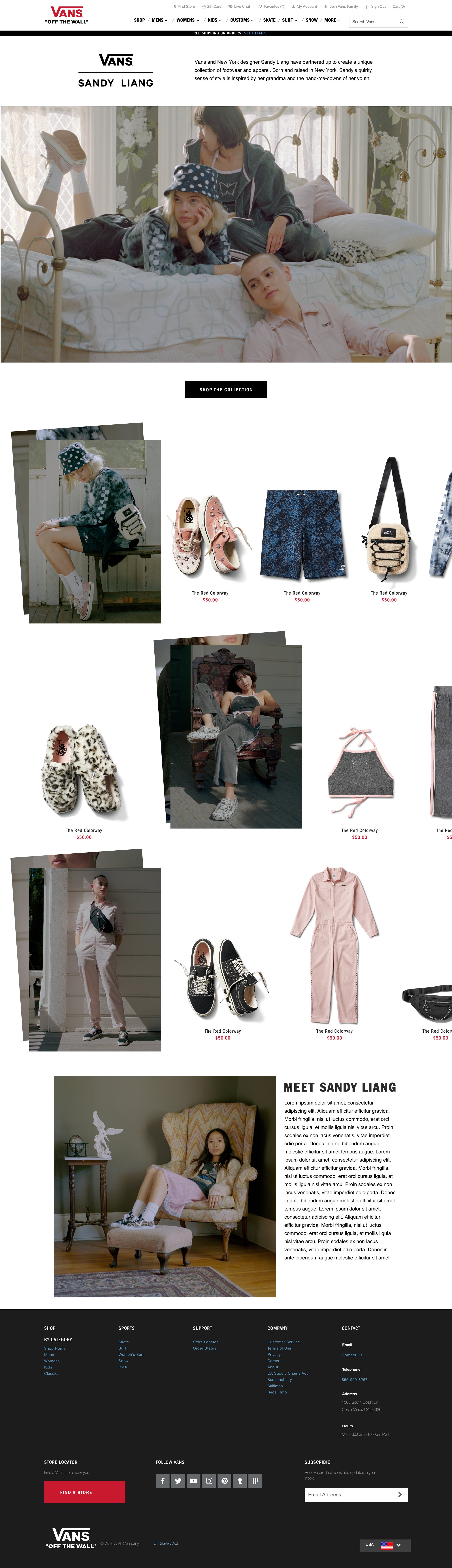 vans.com Landing Page (Desktop)