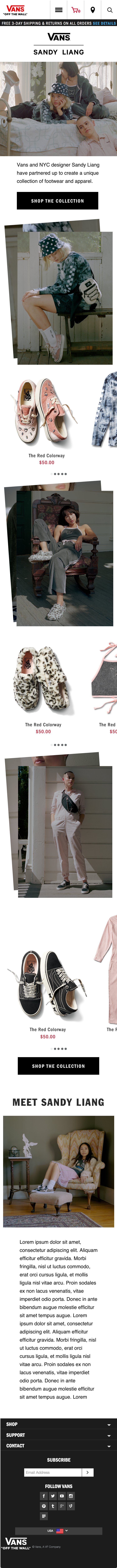 vans.com Landing Page (Mobile)
