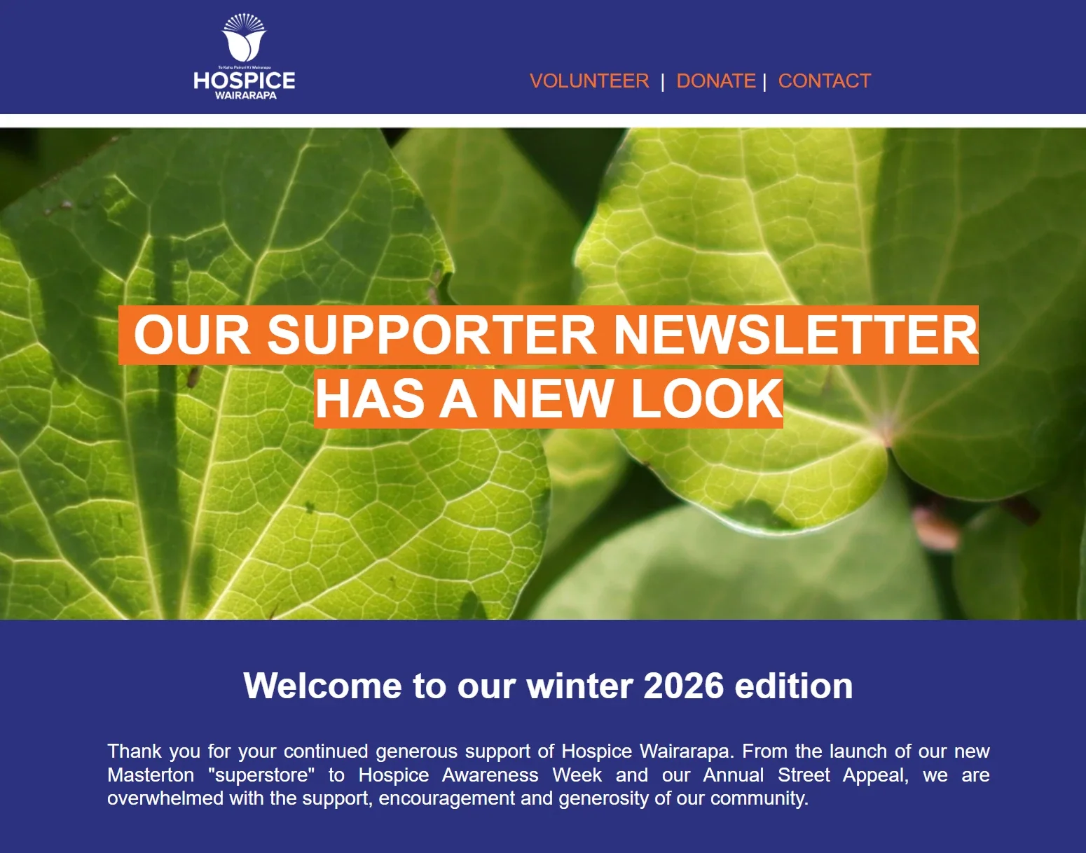 Hospice Wairarapa Supporter Newsletter - Winter 2026