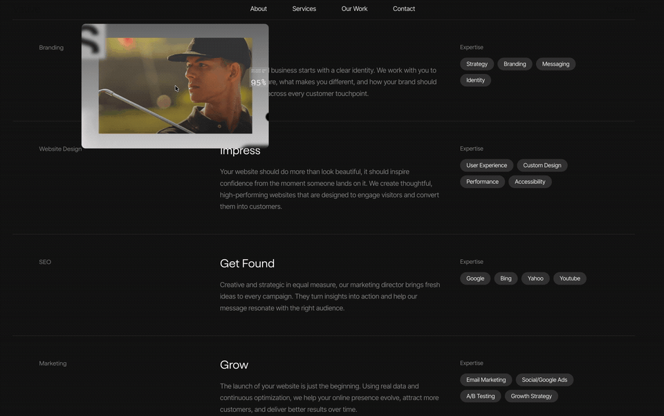 Interactive Portfolio List with Cursor Preview