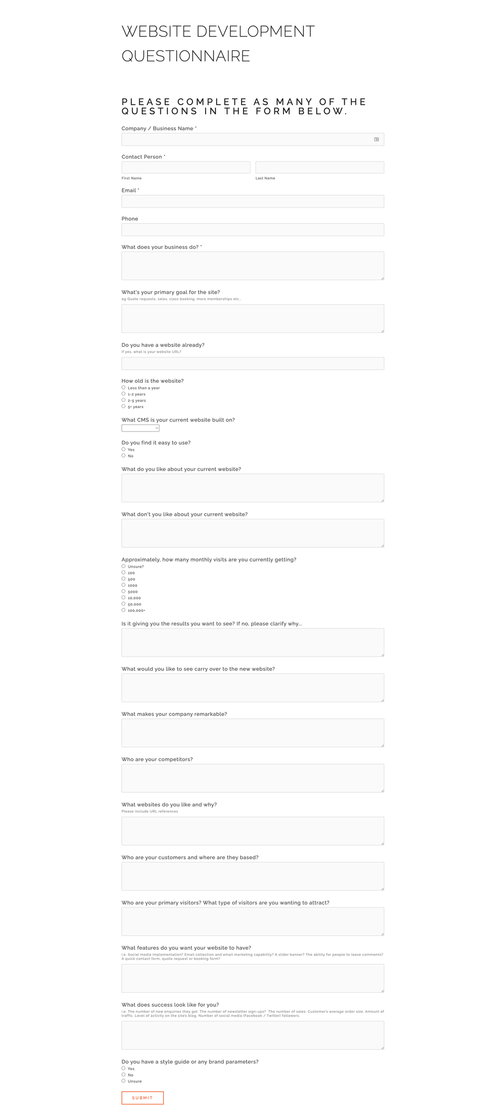 Website Build Questionnaire 3 Easy Tips to Help You Win Web Design Clients - SquareKicker ...