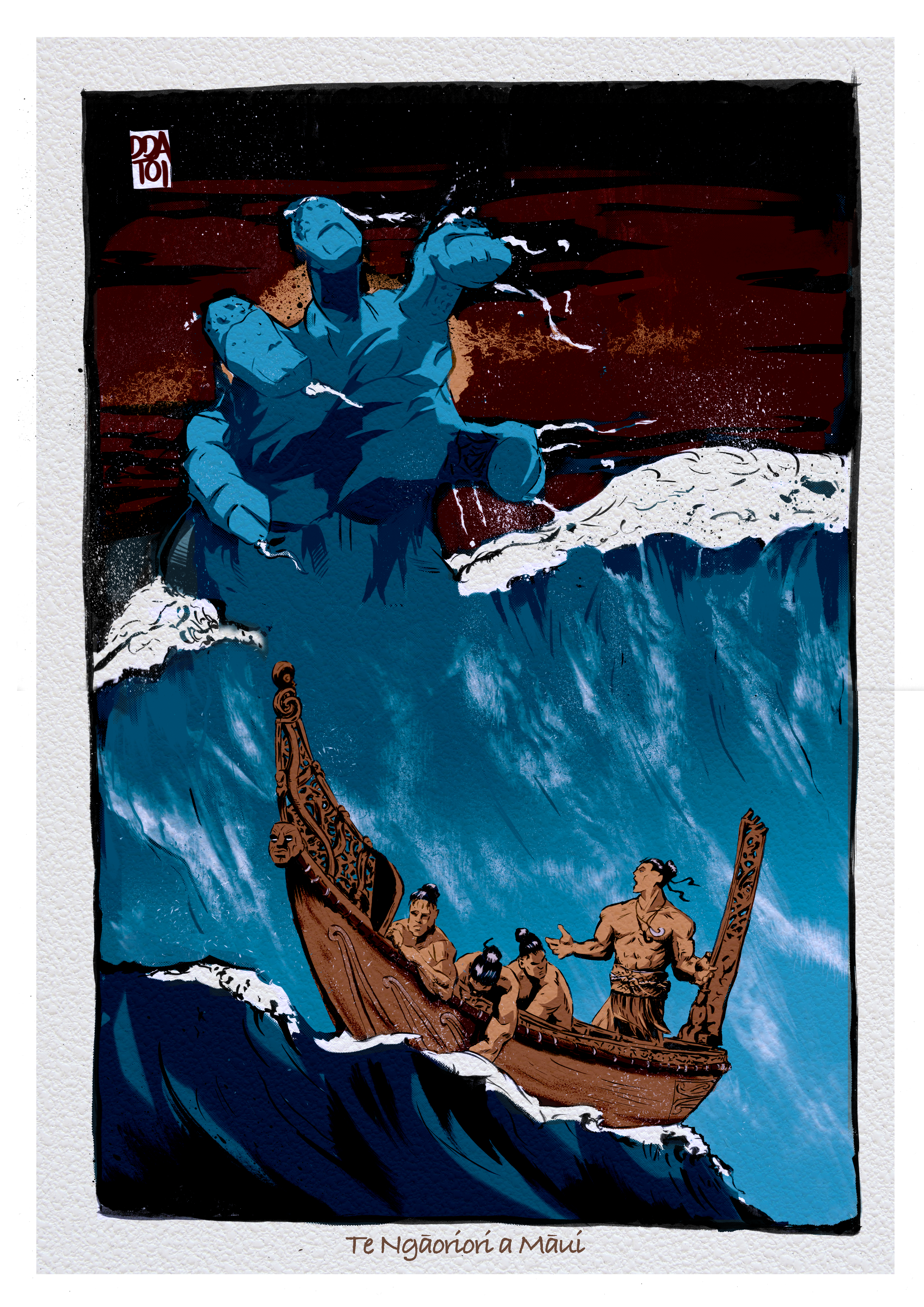Te Ngaoriori a Māui limited edition Māori art print depicting Māui in a moment of transformation (Copy)