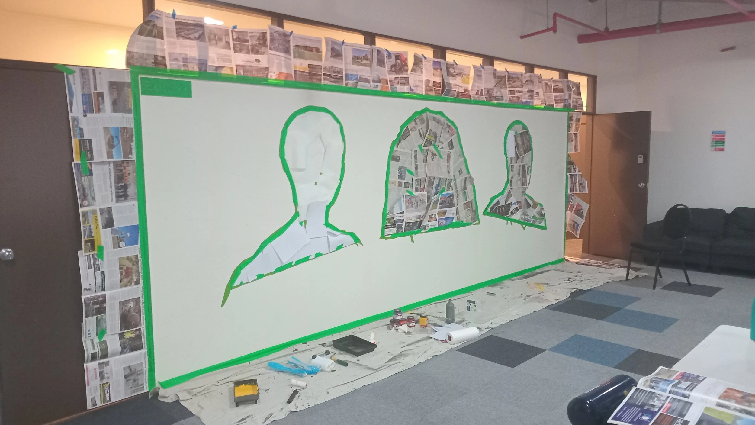 Masked up wall ready for the background