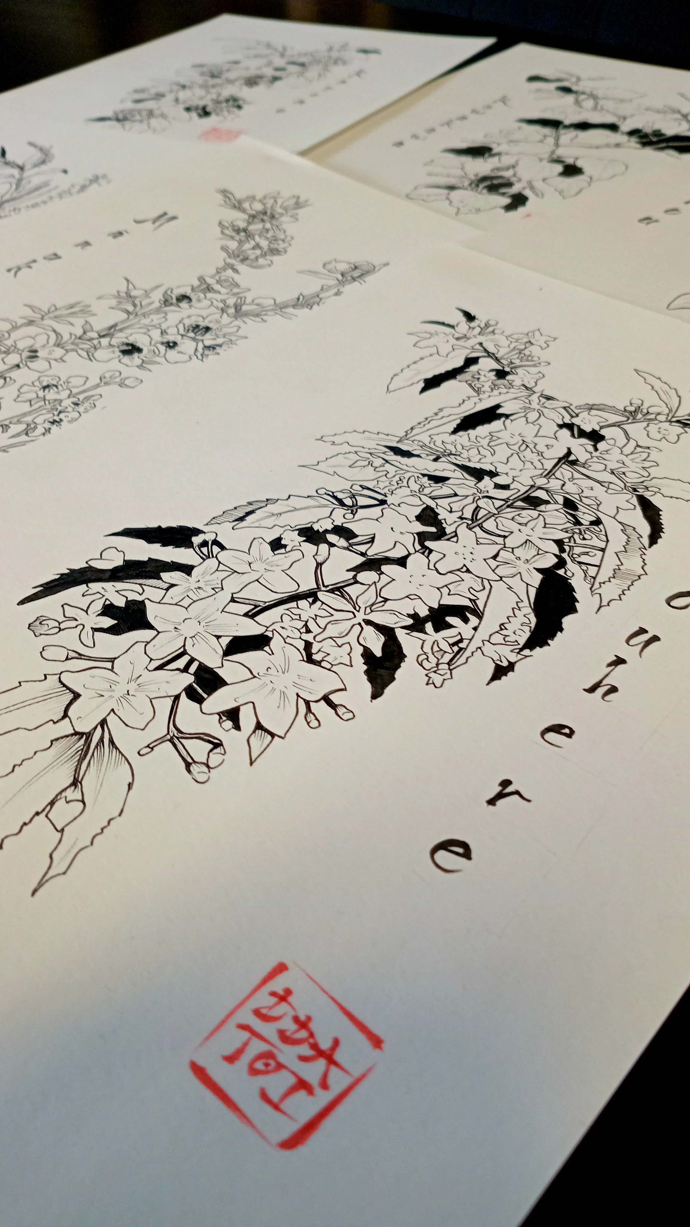Rongoā Māori Original Ink Illustration Set (6 Works)