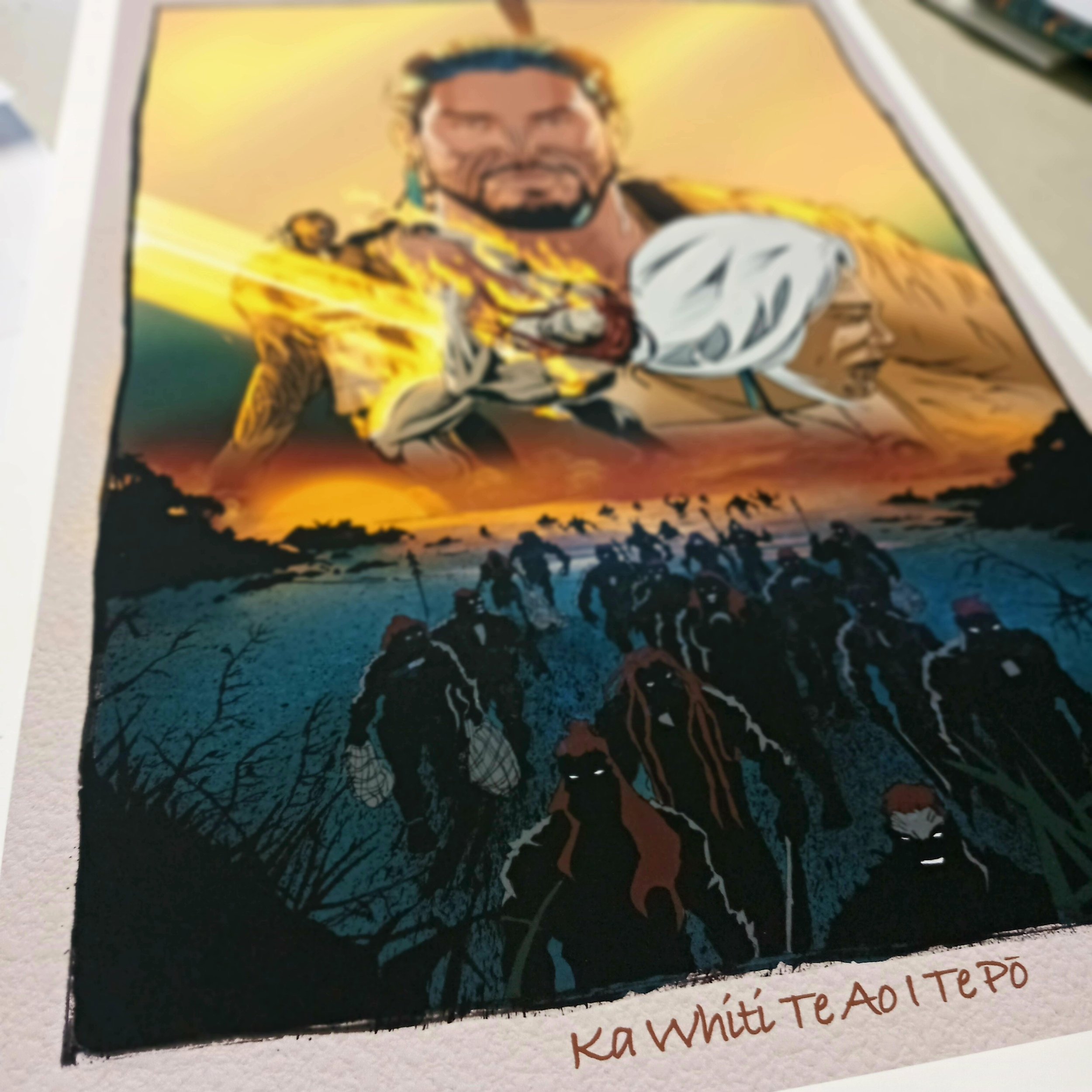 Physical fine art print of Ka Whiti te ao i te pō on 210gsm premium matte paper