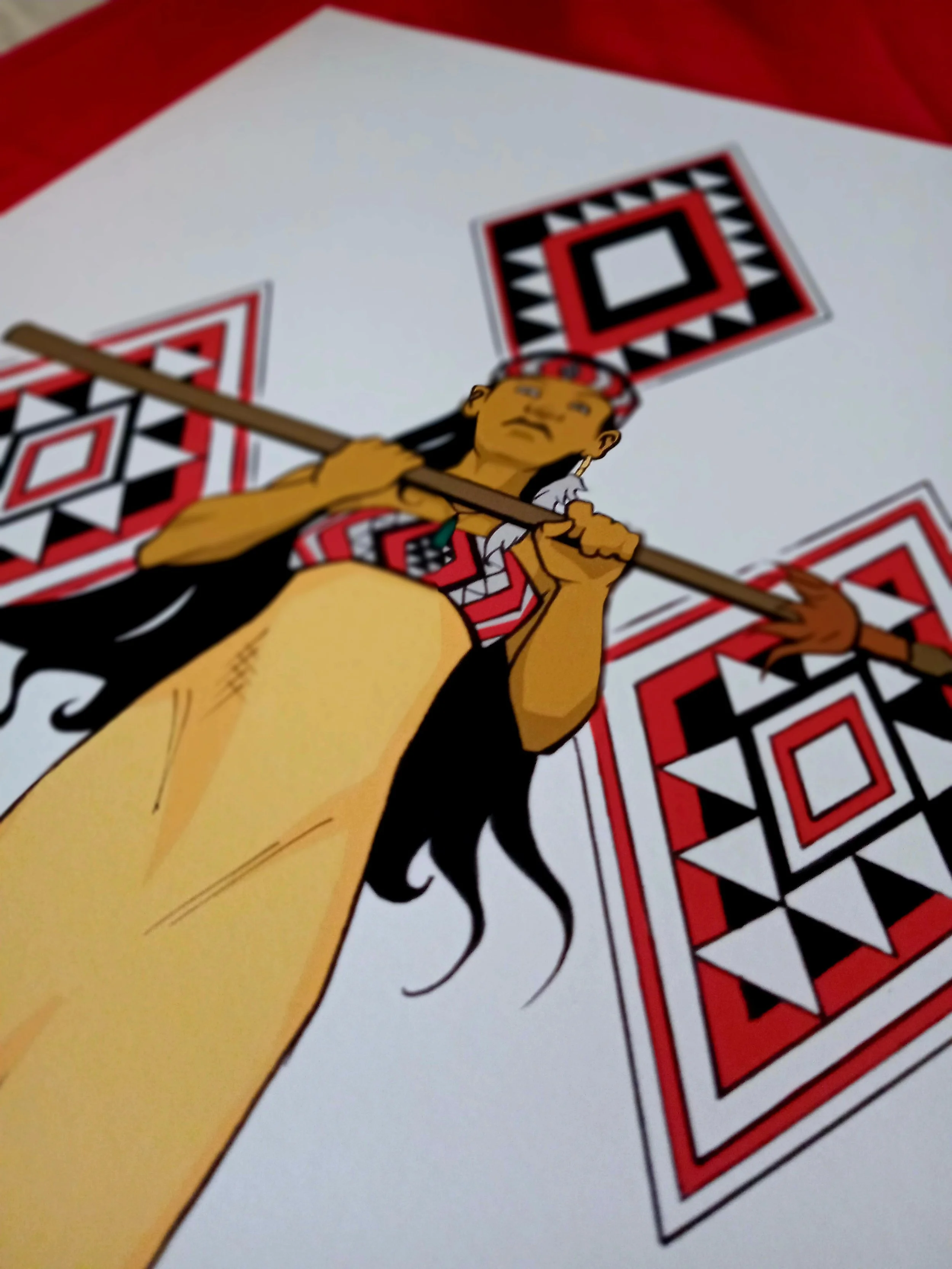 Te Kōtiro Māori art print featuring the Pātiki pattern, symbolising abundance, guidance, growth, and the future of the whānau.