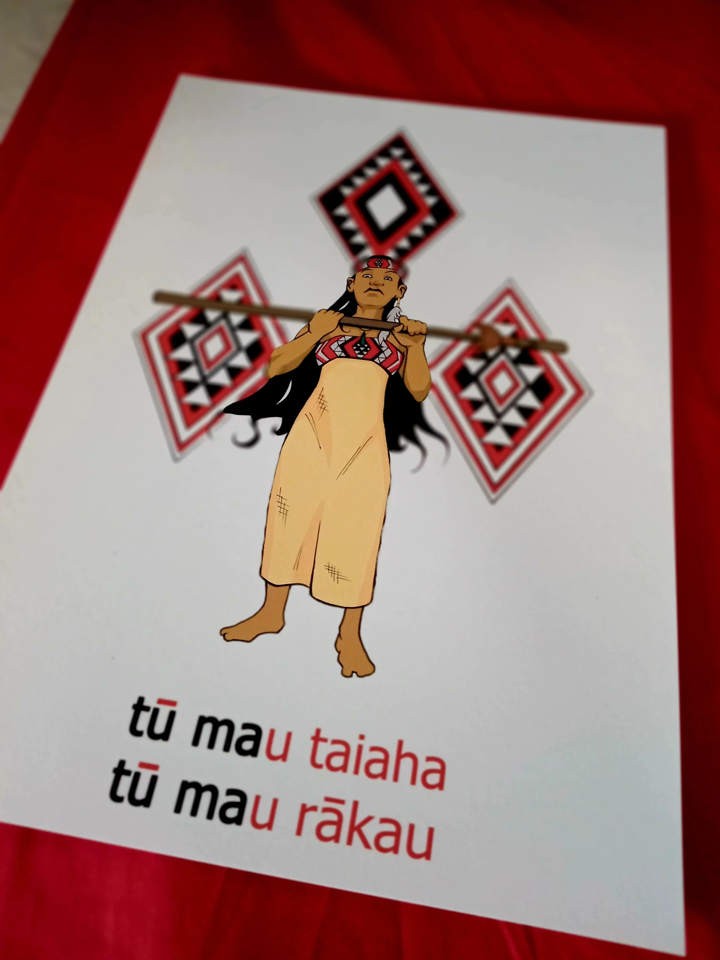 Te Kōtiro Māori art print featuring the Pātiki pattern, symbolising abundance, guidance, growth, and the future of the whānau.