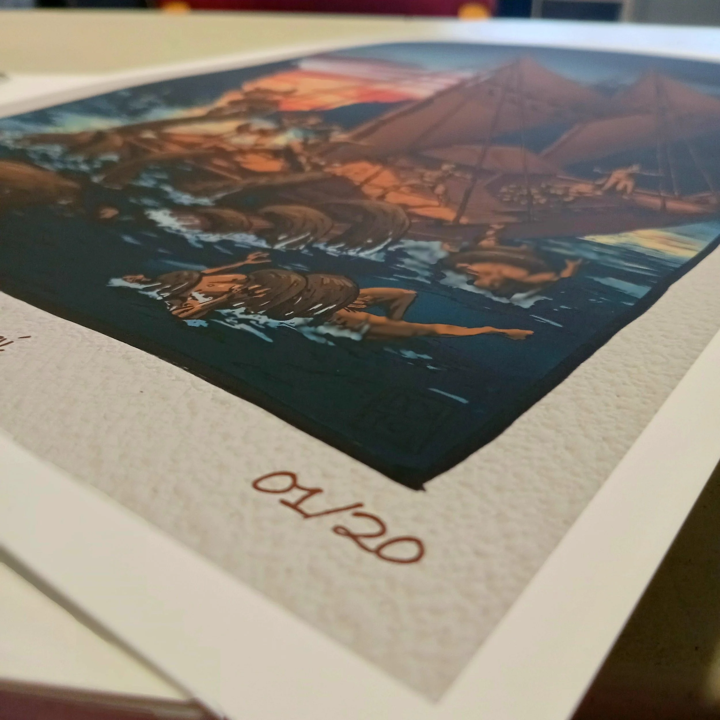 Signed and numbered detail of Te Wheke a Muturangi limited edition Māori art print