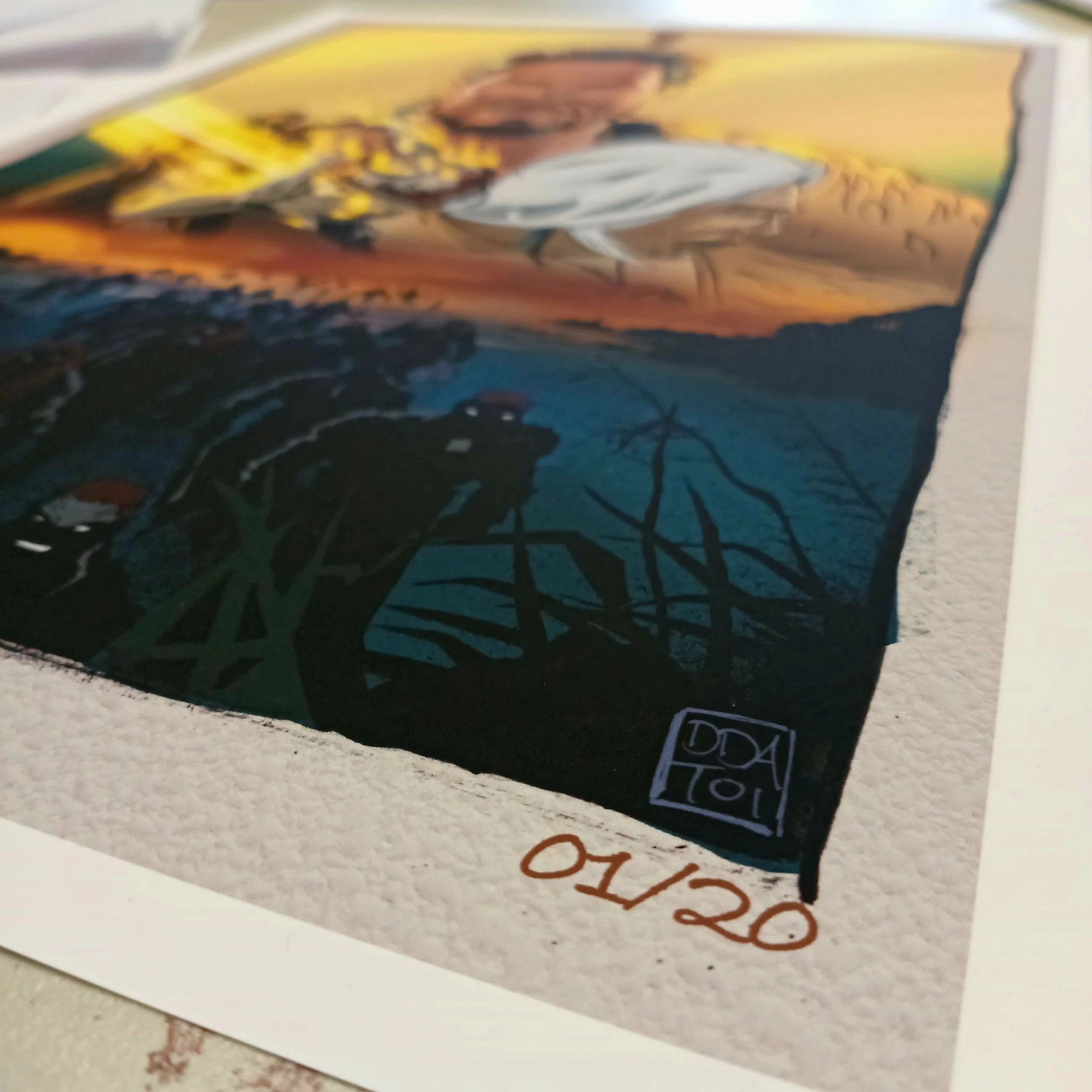 Signed and numbered detail of Ka Whiti te ao i te pō limited edition Māori art print (1 of 20)