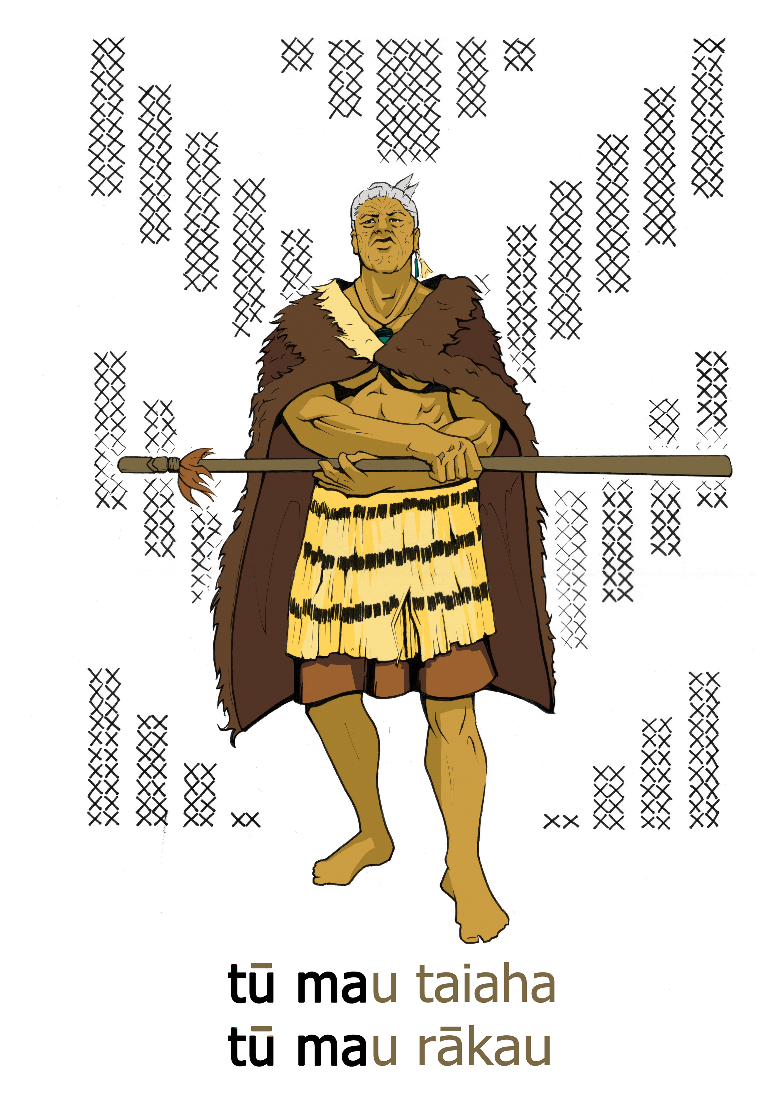 Te Koroua Māori art print featuring the Roimata Toroa pattern, symbolising wisdom, resilience, whakapapa, and the leadership of elders.
