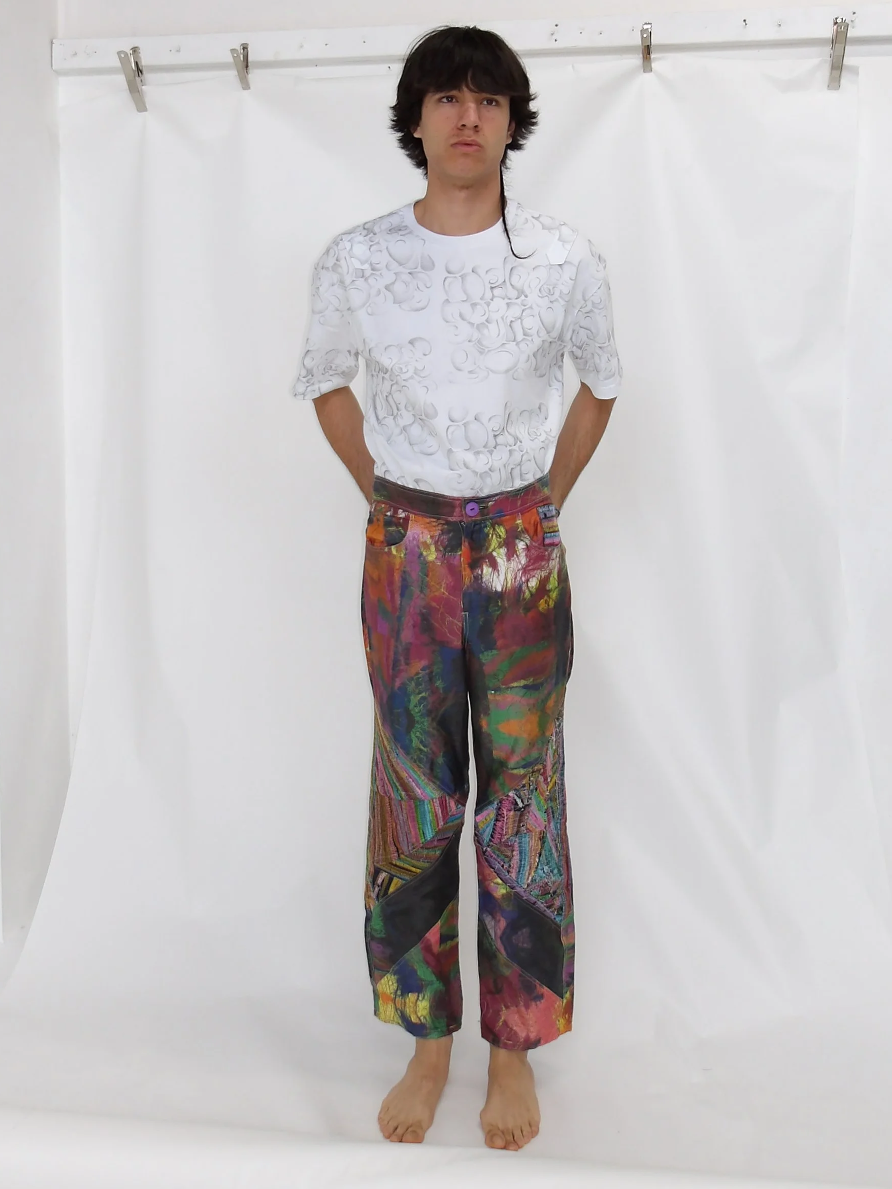 2022 Printed Cotton/Zig Zag Embroidery Pants Sample