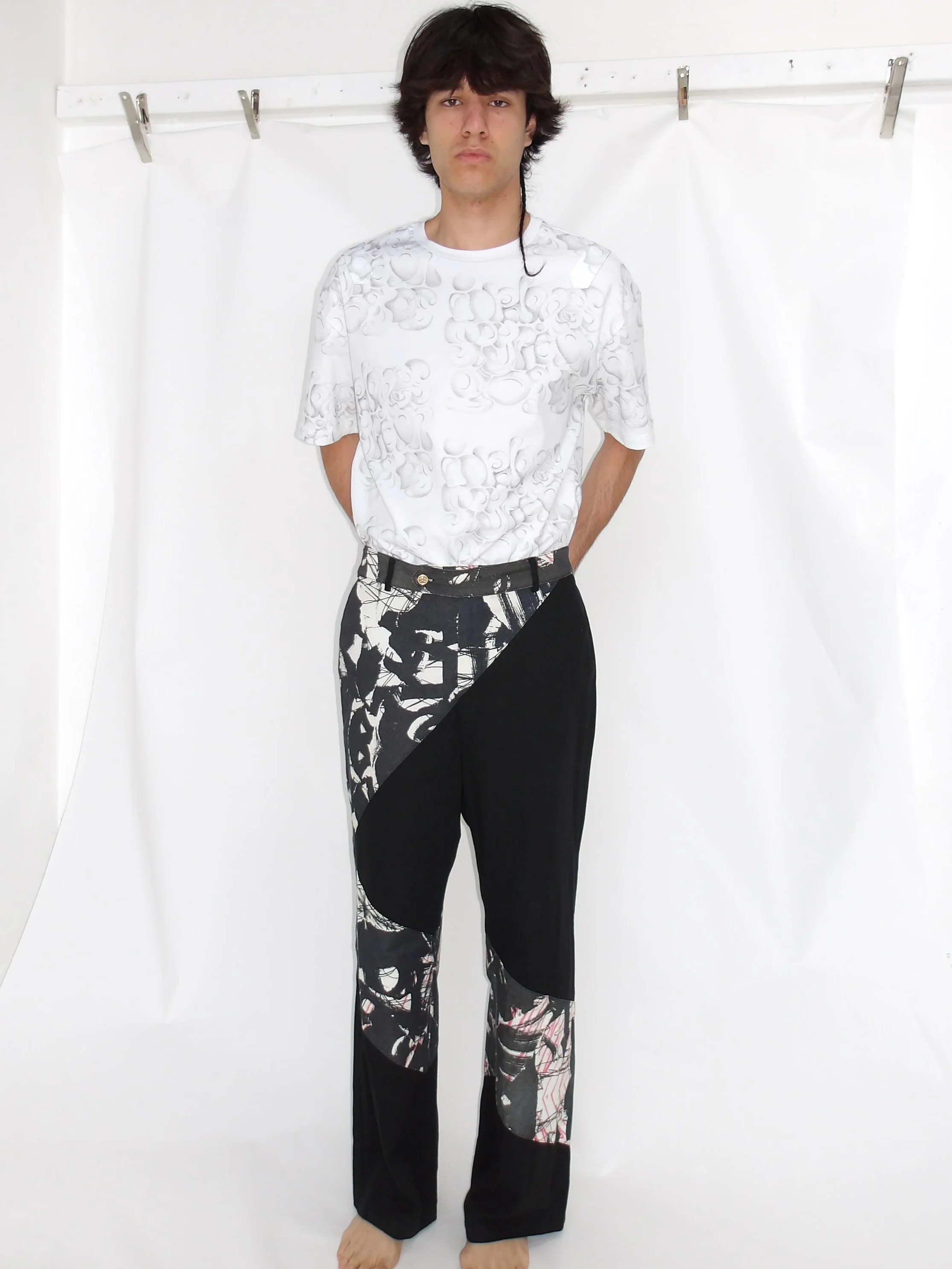 Panelled Black and White Suit Pants