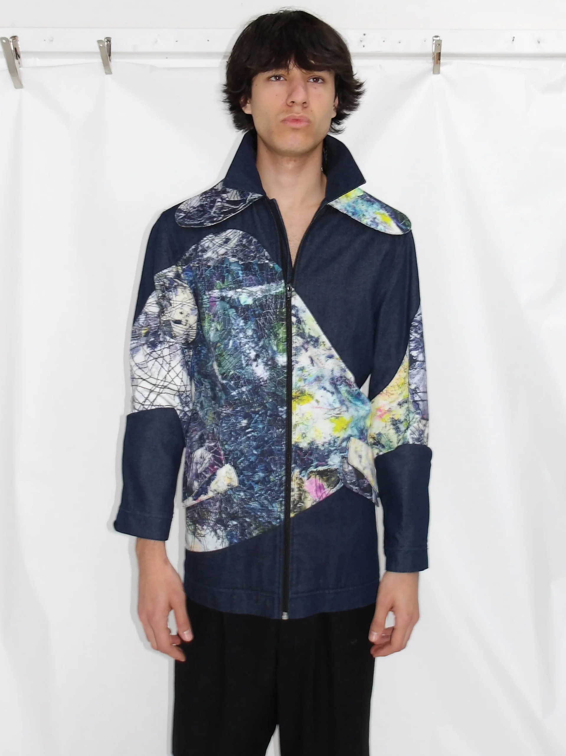 Double Collar Heavy Denim Jacket | Sample - XL