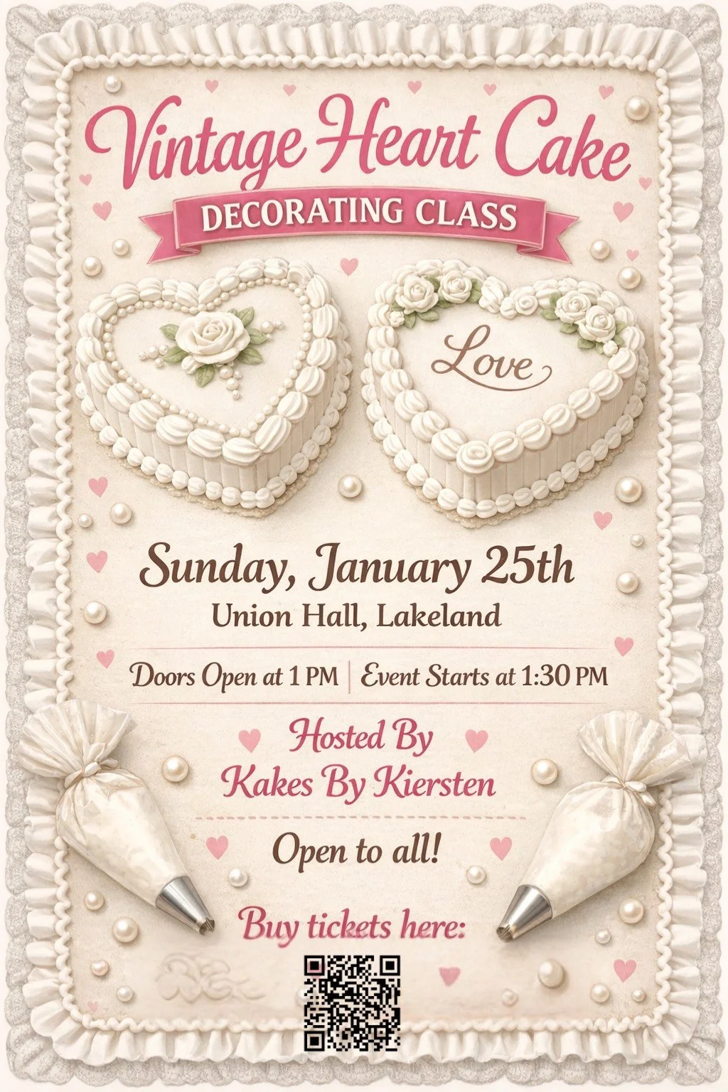 Vintage Heart Cake Decorating Class
