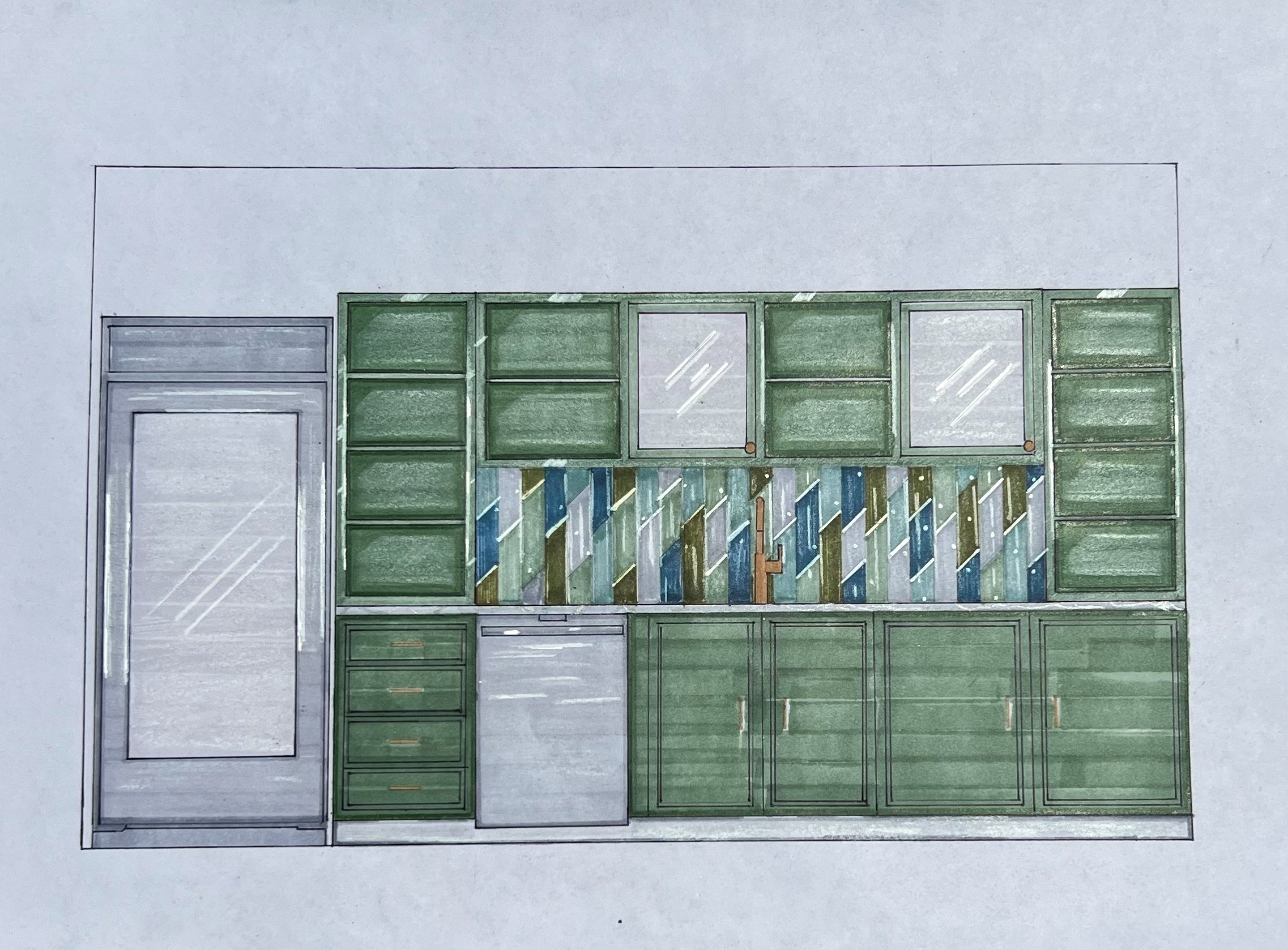 HAND COLORED RENDERED ELEVATION
