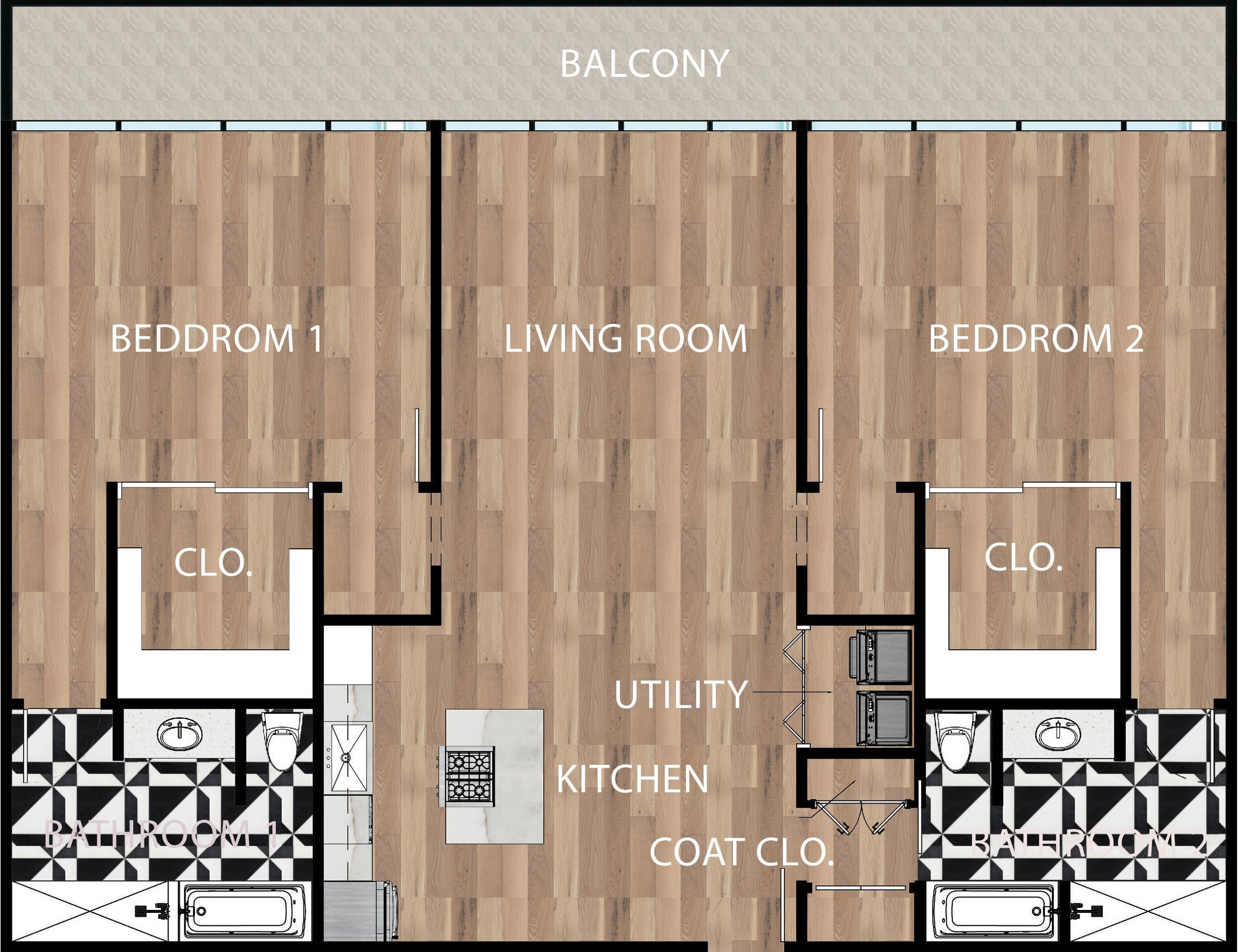 Single Family Rendered Floor Plan in Adobe Photoshop