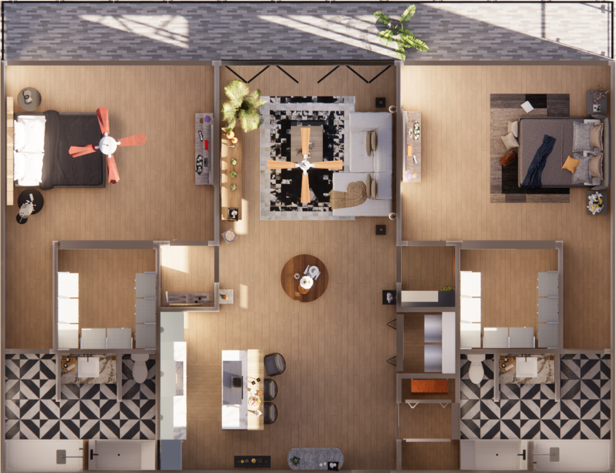 Single Family Unit Rendered Floor Plan In Enscape