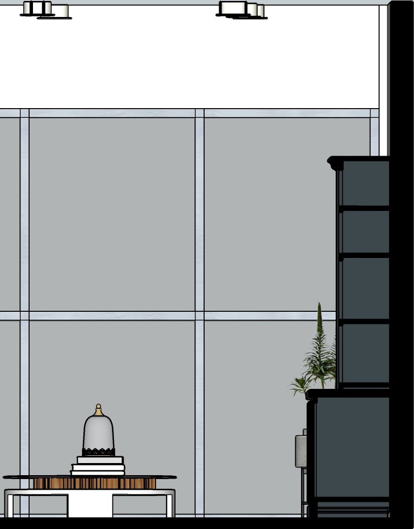 SECTION OF MILLWORK IN LIVING ROOM STUDIO UNIT