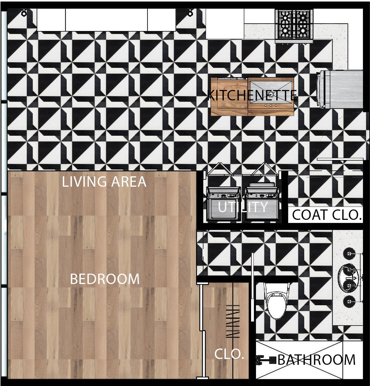 Studio Rendered Floor Plan In Adobe Photoshop