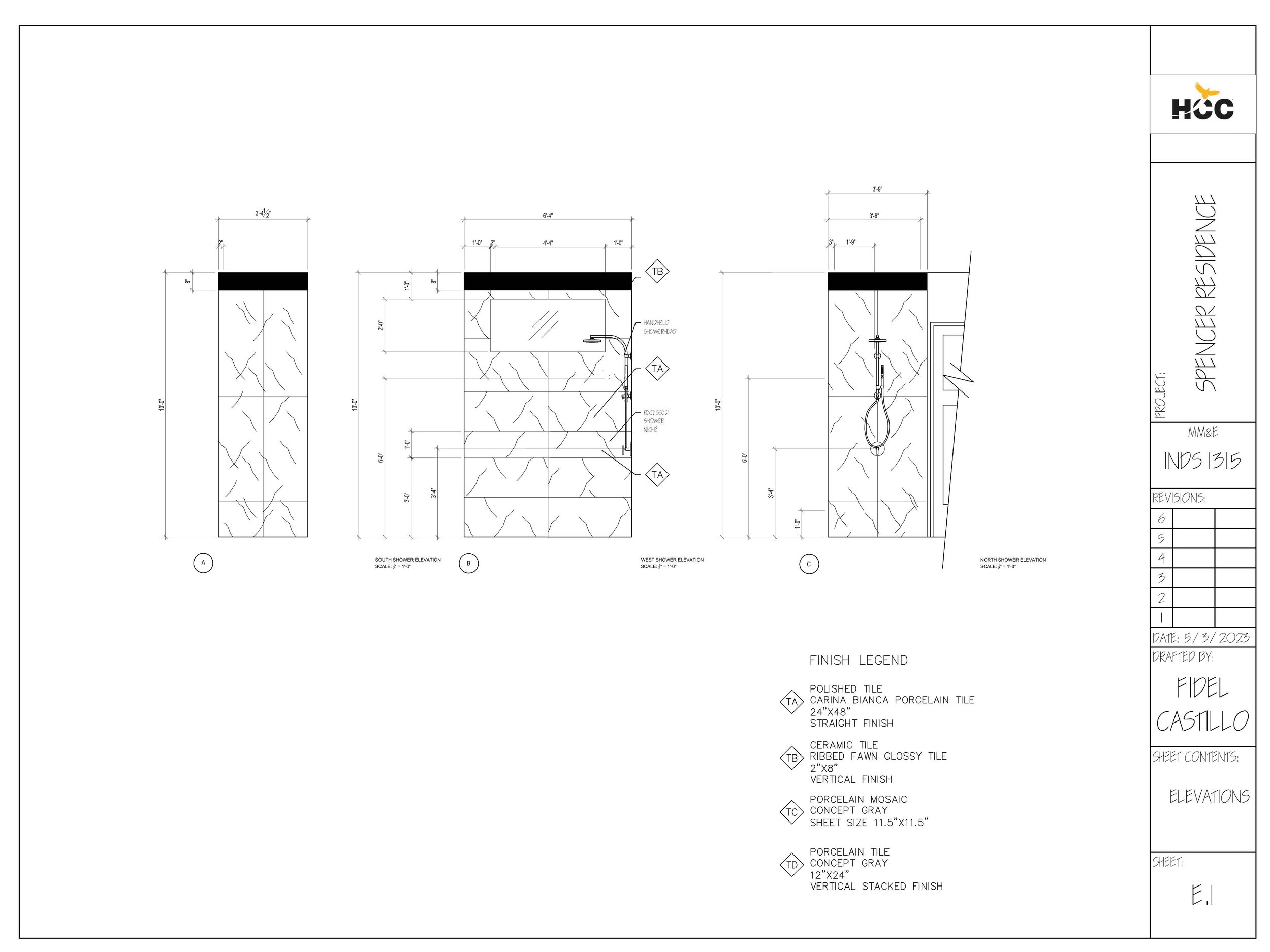 WALK IN SHOWER SPACE ELEVATIONS