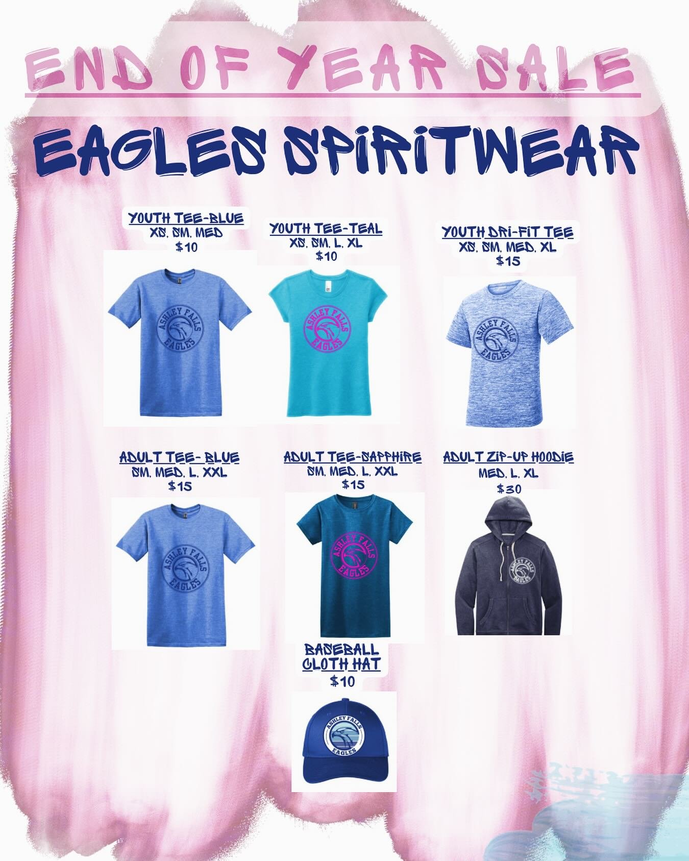 Second to last Sprit Wear Friday this week! 
Outgrown your fall purchase? Now you can purchase the right size for summertime during our end of year sale! Last chance to get your 23/24 spirit wear before it&rsquo;s all gone! Limited sizes/quantities a