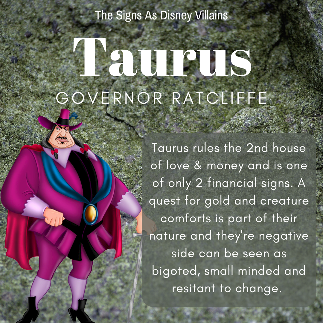 Bullheadedness The 12 Zodiac Signs As Disney Villains — Suburban Witchery