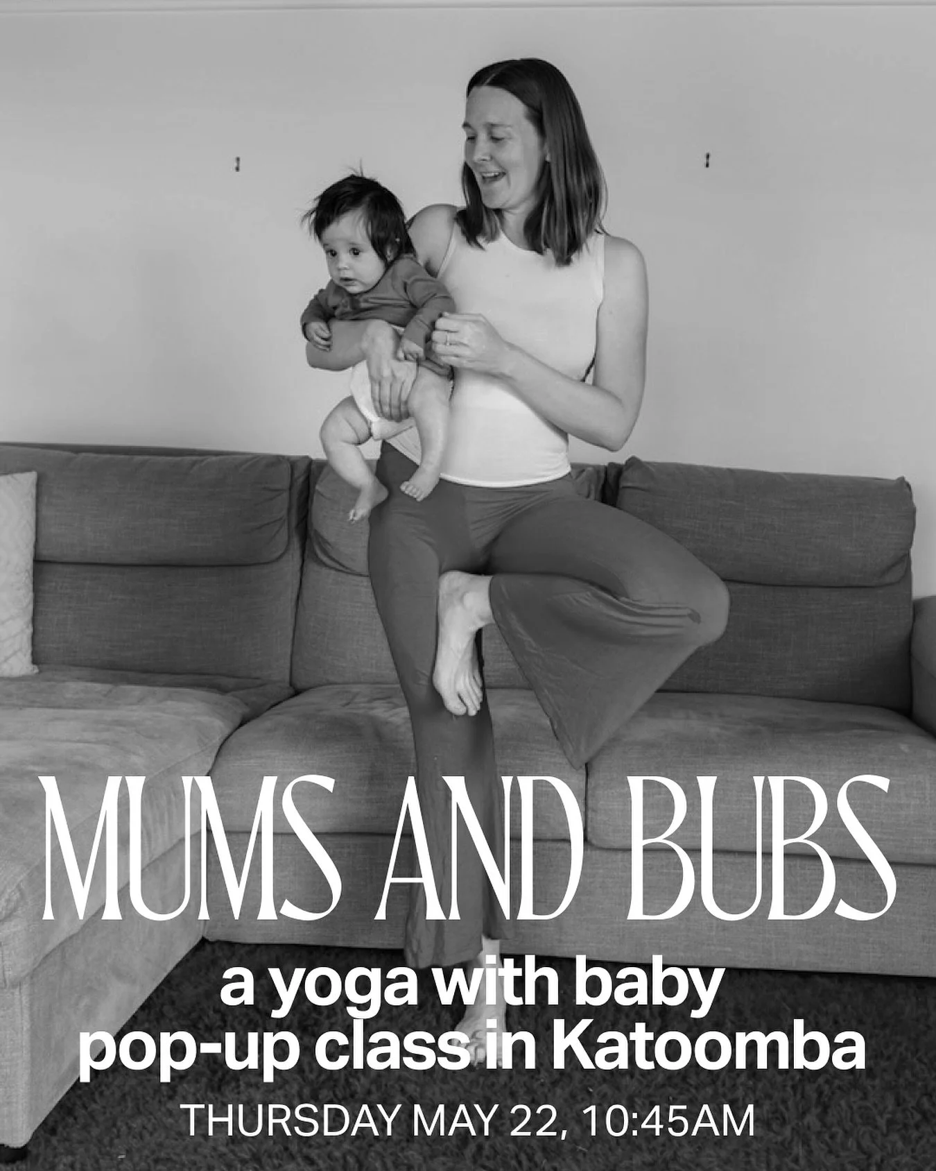 Pop-up class this Thursday!

Yoga with your baby is yoga with chaos and chatter and challenge - but it&rsquo;s still yoga 💛

Best suited to babies 6 weeks until walking. Can be adapted to suit your postnatal recovery.

YOGA WITH BABY
Thursday May 22
