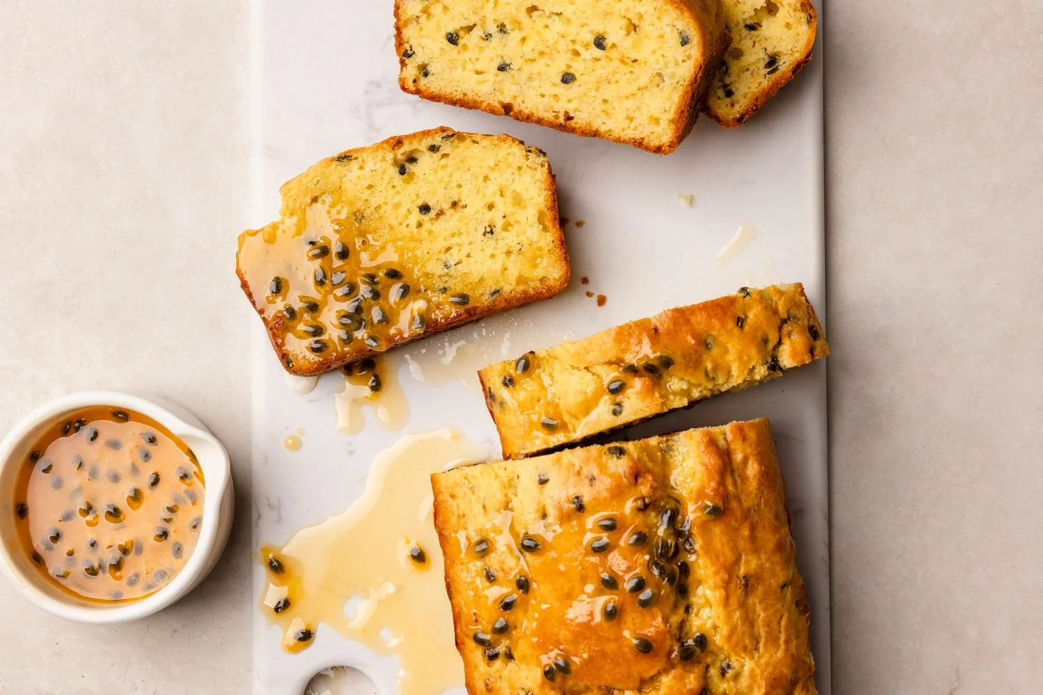 5 ingredient passionfruit snack bread