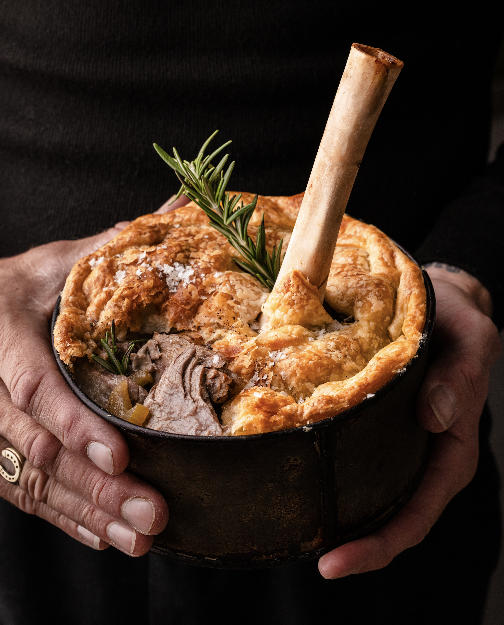 slow cooked lamb shank pies.
