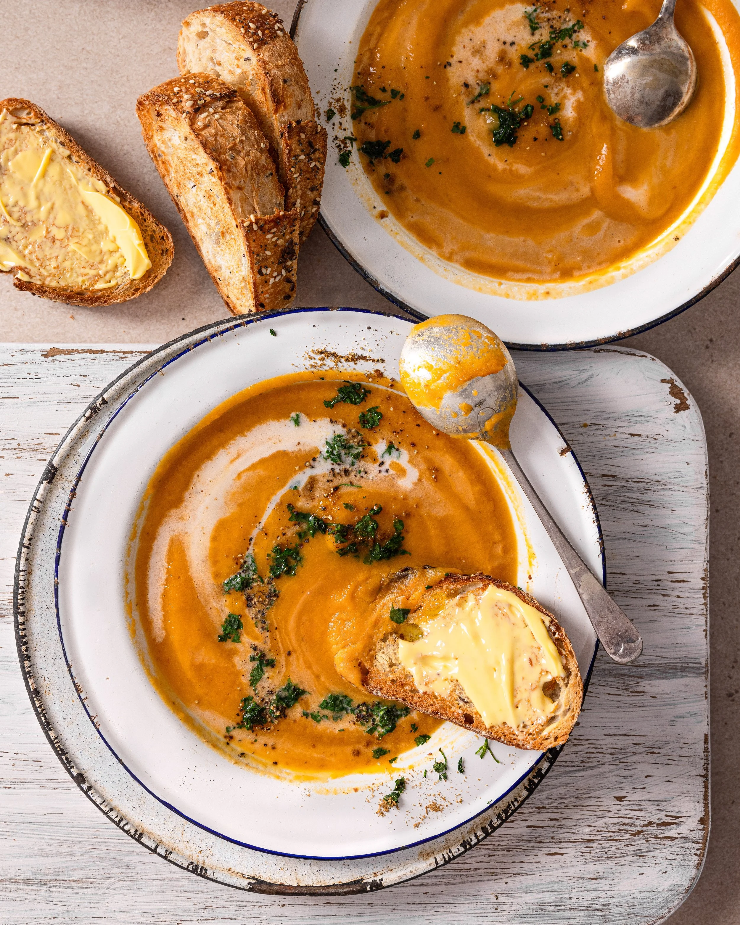 sweet potato, ginger, garlic & coconut milk soup.