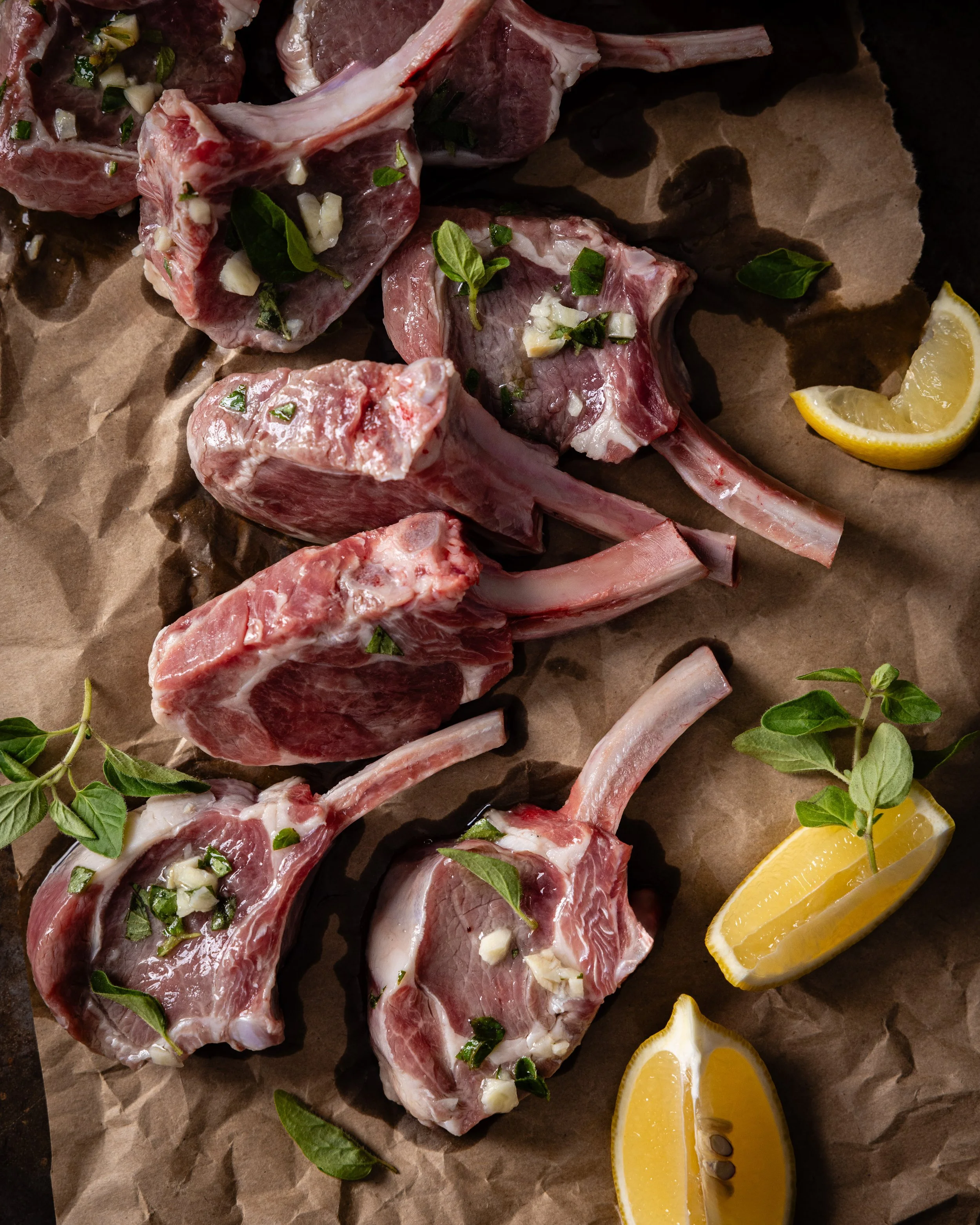 greek inspired lamb cutlets.