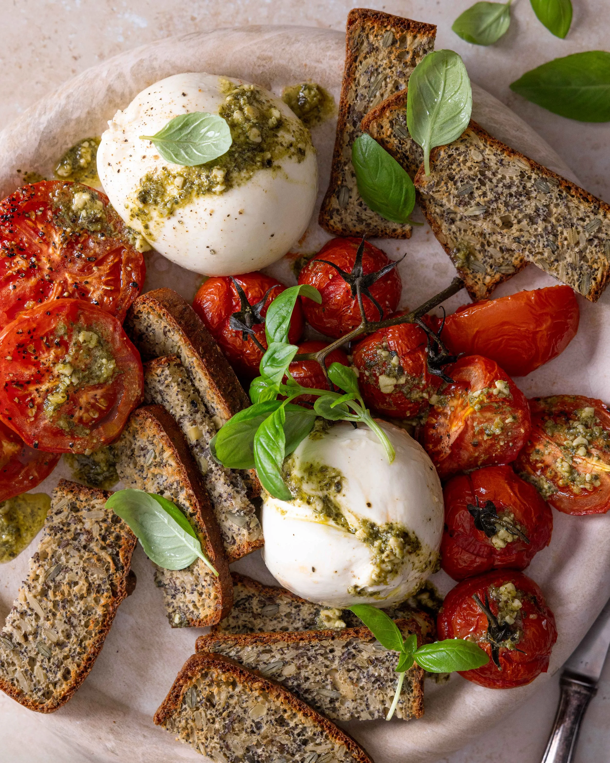 roasted tomato & burrata board.