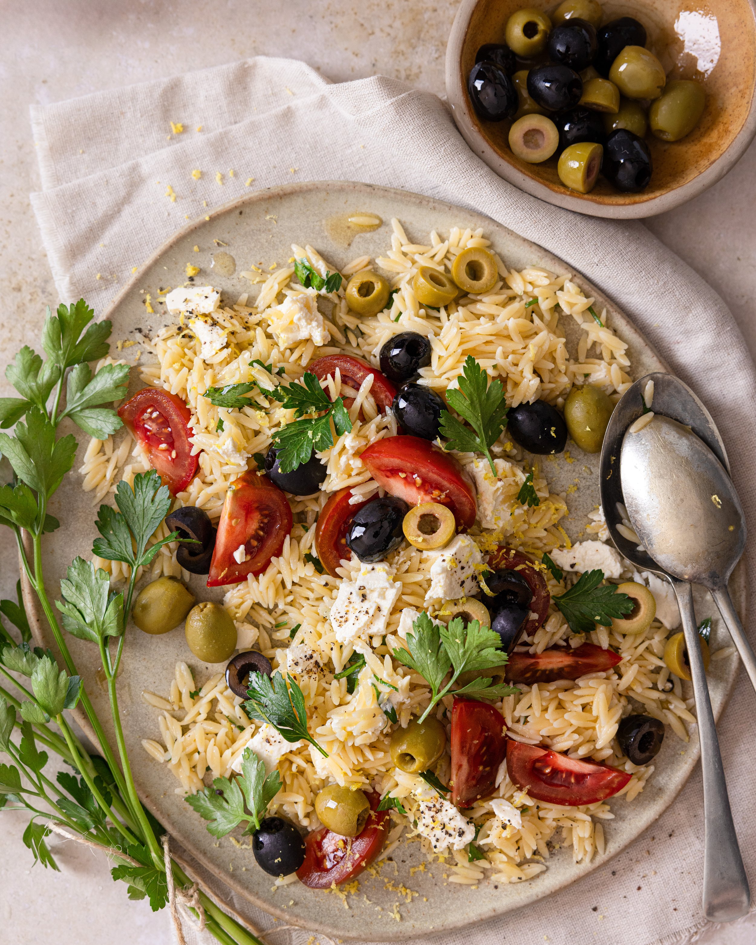 mediterranean risoni with persian feta