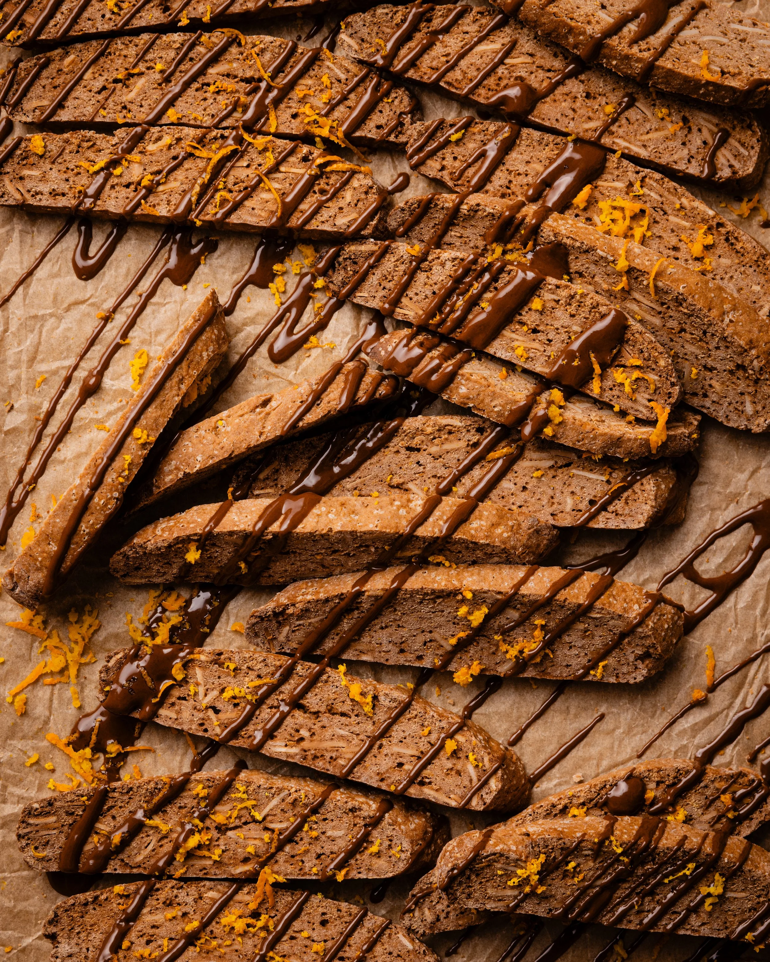 double carob, orange & ginger biscotti.