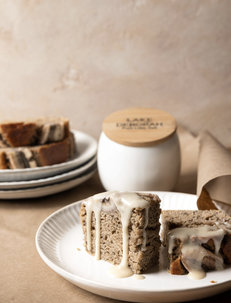 tahini glazed banana bread. 